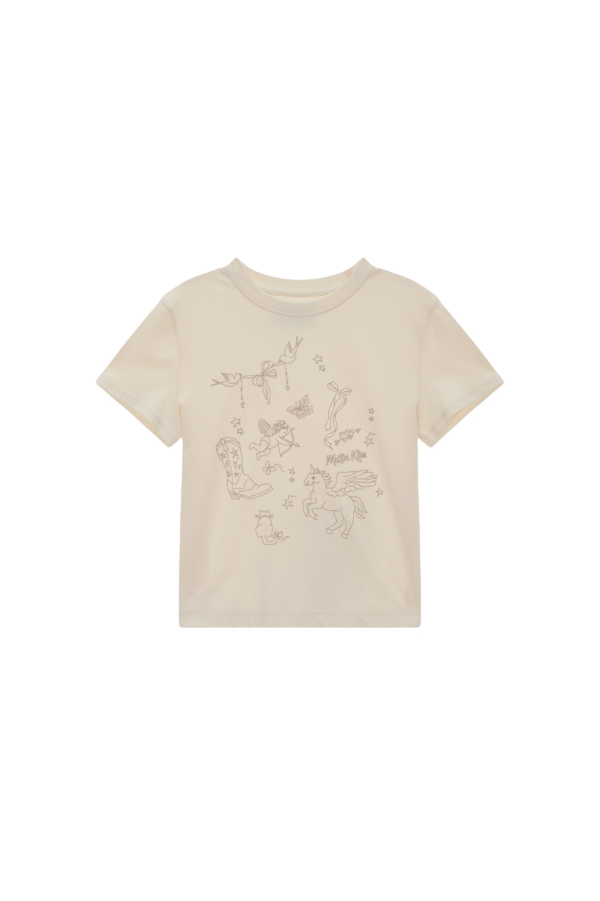 Matin Kim - Kitsch Printing Crop Top (Ivory) product image 1 | TRAB K-Fashion Australia