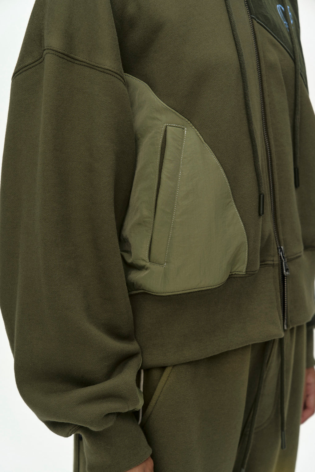 Andersson Bell - Patchwork Ma-1 Hoodie Zip Up (Khaki) product image 7 | TRAB K-Fashion Australia