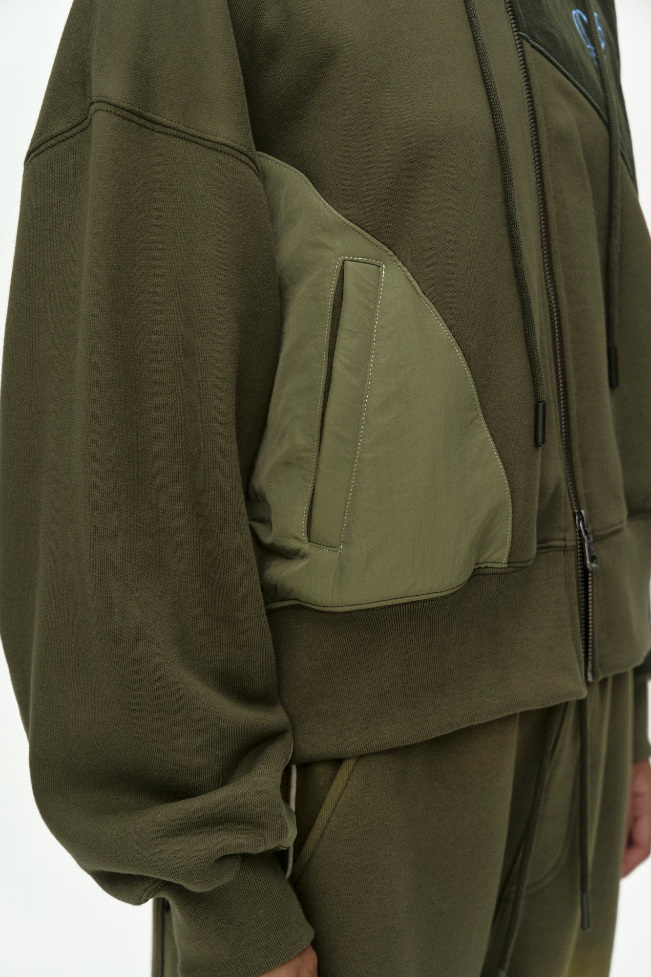 Andersson Bell - Patchwork Ma-1 Hoodie Zip Up (Khaki) product image 7 | TRAB K-Fashion Australia
