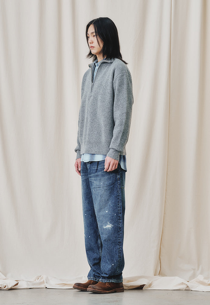 Art if acts - Half Zipup Turtle Neck Knit (Light Grey) product image 4 | TRAB K-Fashion Australia