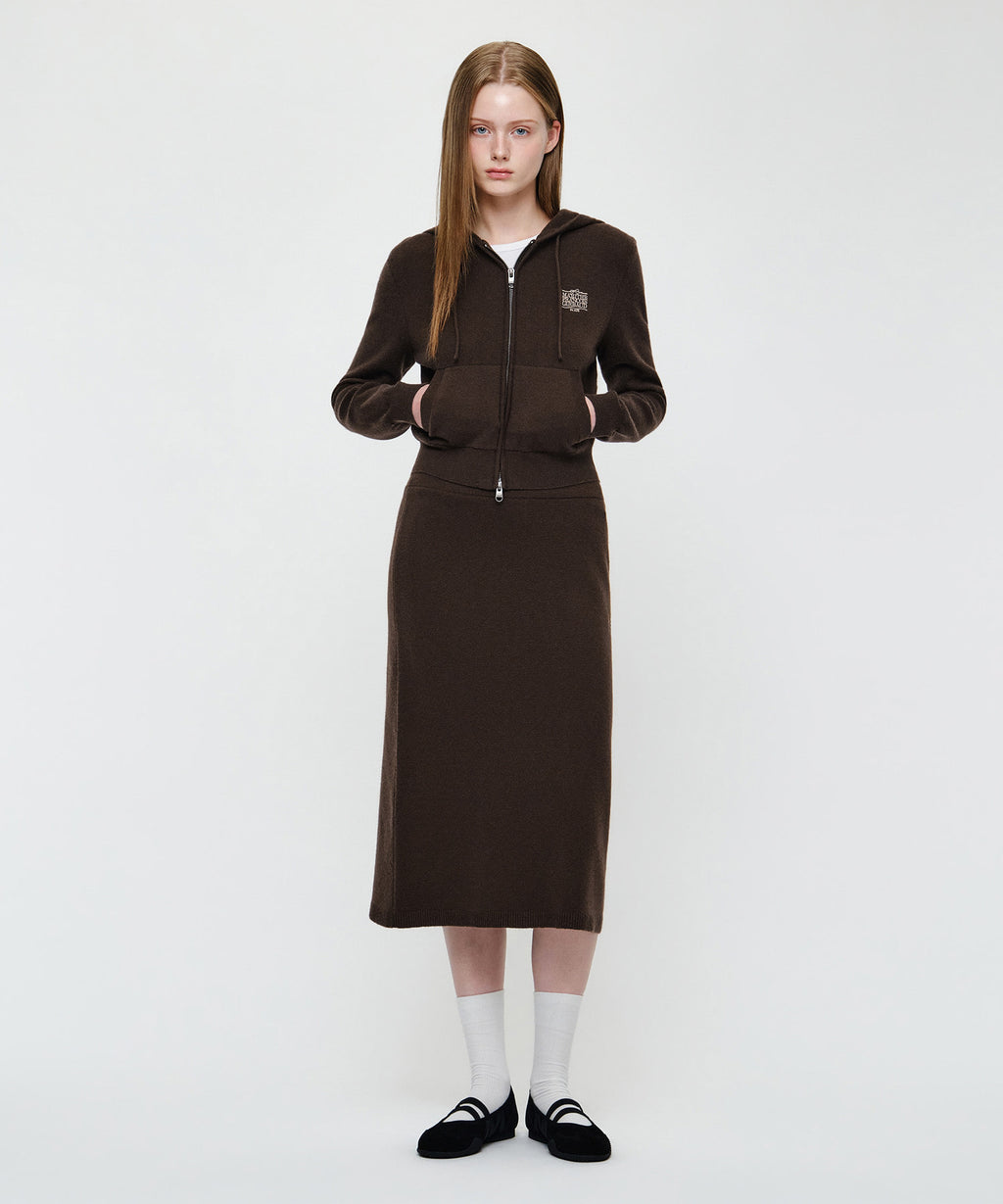 Marithe & Francois Girbaud - Ribbon Classic Logo Knit Skirt (Brown) product image 2 | TRAB K-Fashion Australia