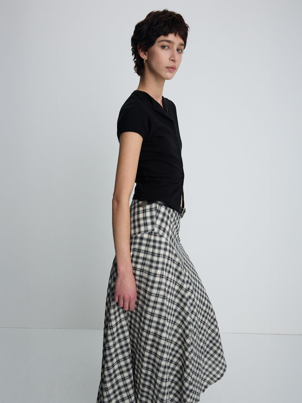 Tonywack - Cotton Check Patchwork Skirt (Black Check) product image 10 | TRAB K-Fashion Australia