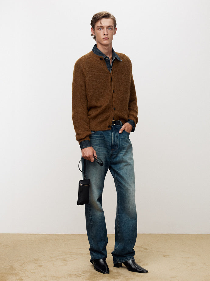 Tonywack - Wool And Mohair Ribbed Mesh Cardigan (Camel) product image 2 | TRAB K-Fashion Australia