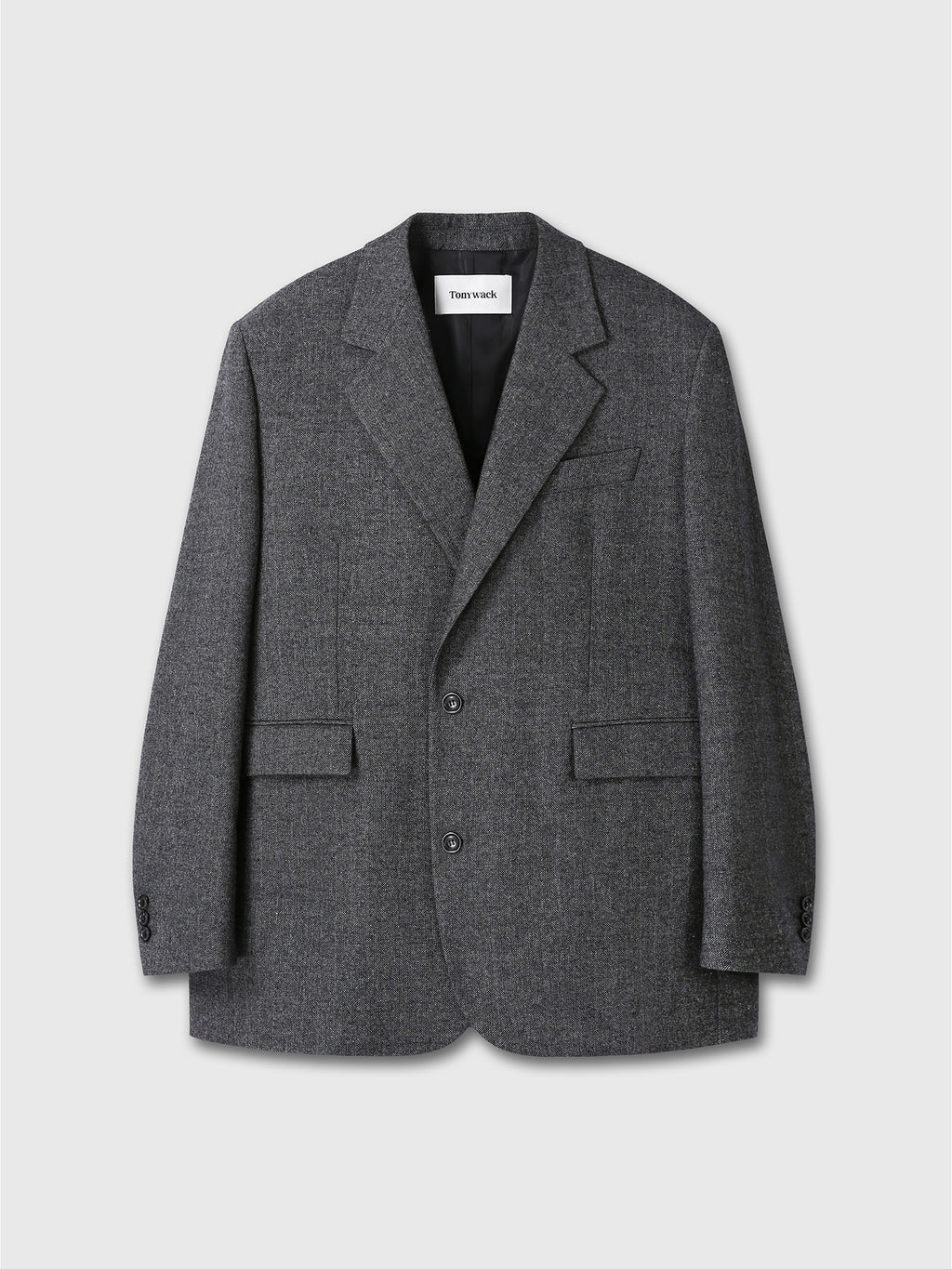 Tonywack - Herringbone Wool Relaxed Tailored Jacket (Mid-Grey Herringbone) product image 10 | TRAB K-Fashion Australia