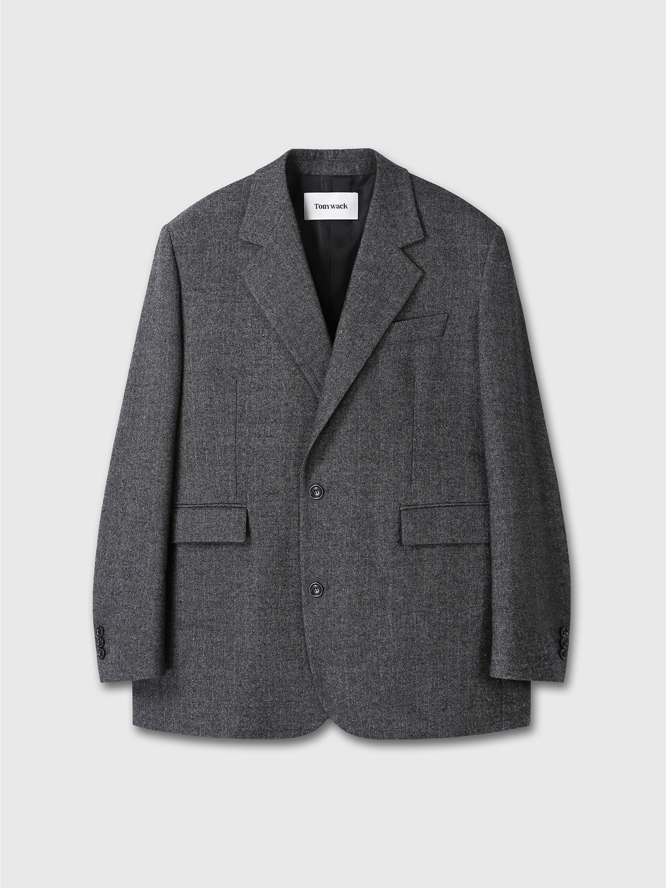 Tonywack - Herringbone Wool Relaxed Tailored Jacket (Mid-Grey Herringbone) product image 10 | TRAB K-Fashion Australia