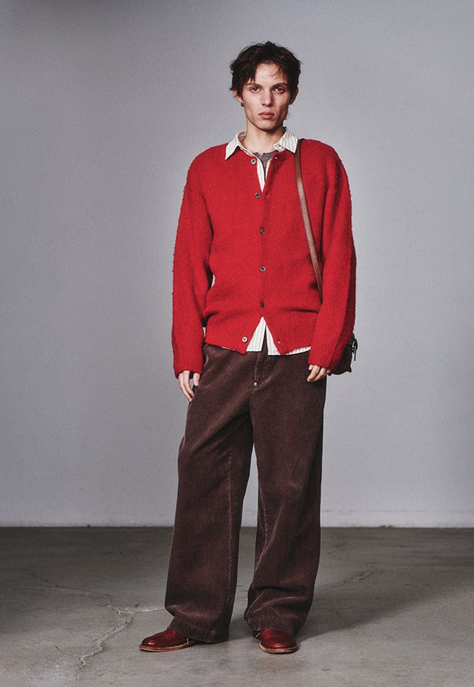 Art if acts - Mohair Round Neck Cardigan (Red) product image 1 | TRAB K-Fashion Australia