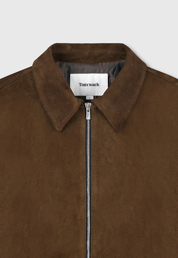 Tonywack - Suede Zippered Blouson Jacket (Olive Brown) product image 9 | TRAB K-Fashion Australia