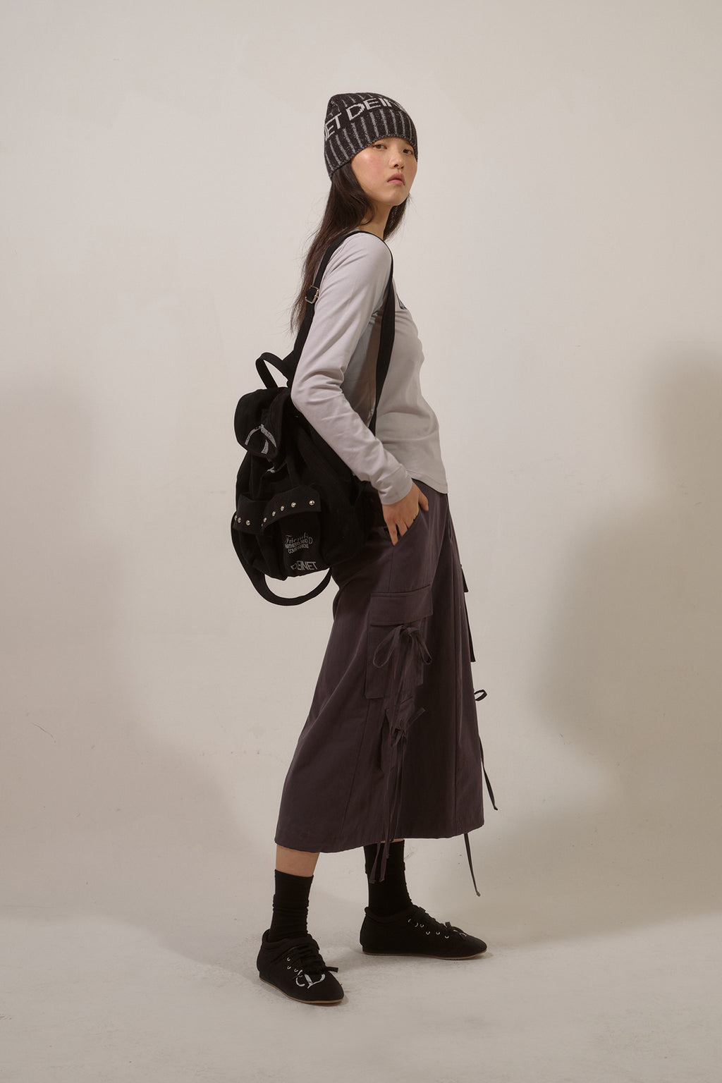 Deinet - String Point Cargo Skirt (Charcoal) product image 5 | TRAB K-Fashion Australia