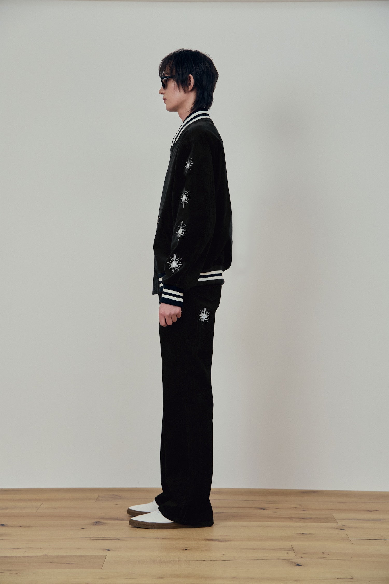 Stu - Embroidery Velvet Denim Pants (Black) product image 2 | TRAB K-Fashion Australia