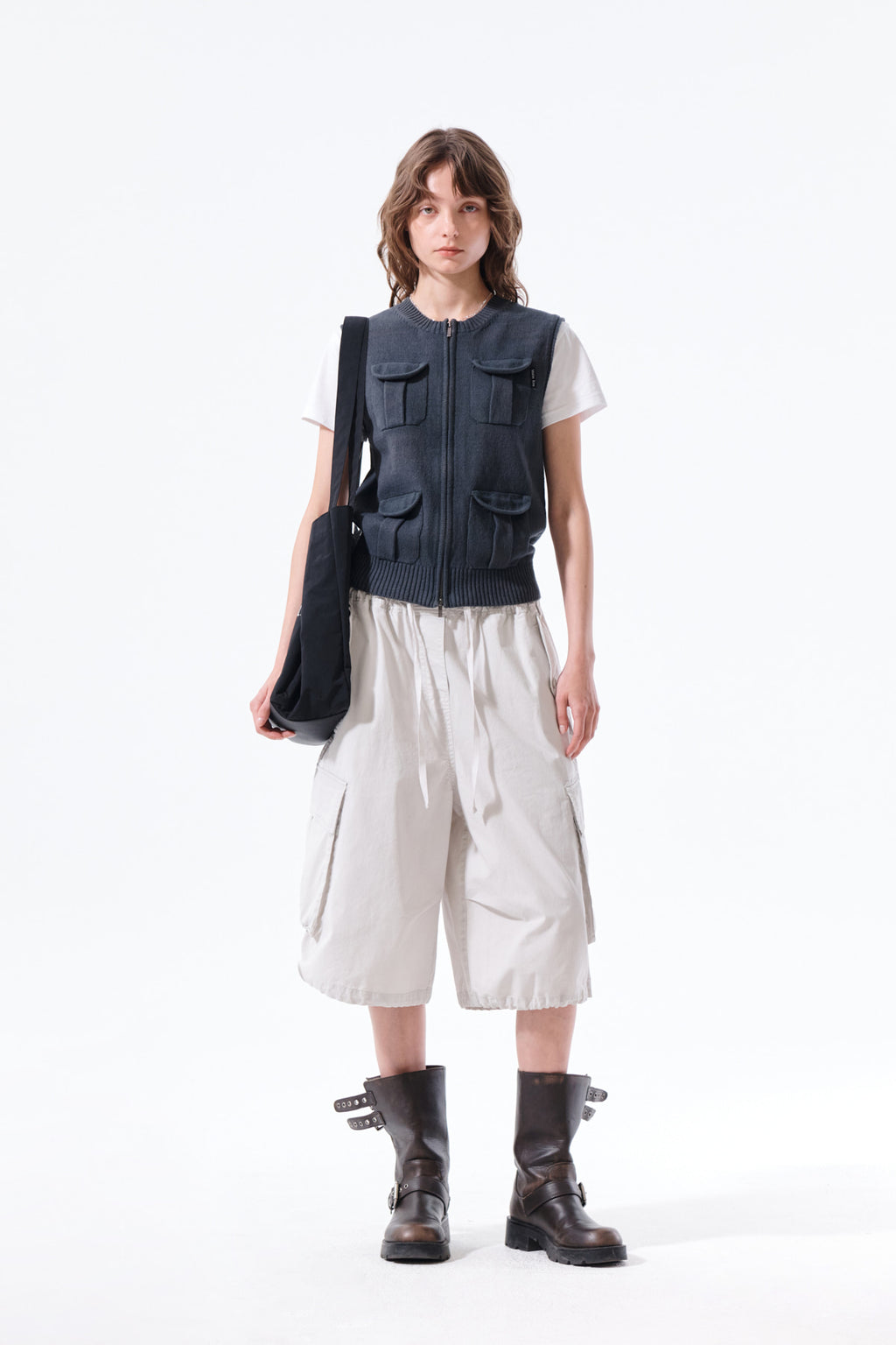 Matin Kim - Pocket Washed Knit Vest (Charcoal) product image 9 | TRAB K-Fashion Australia