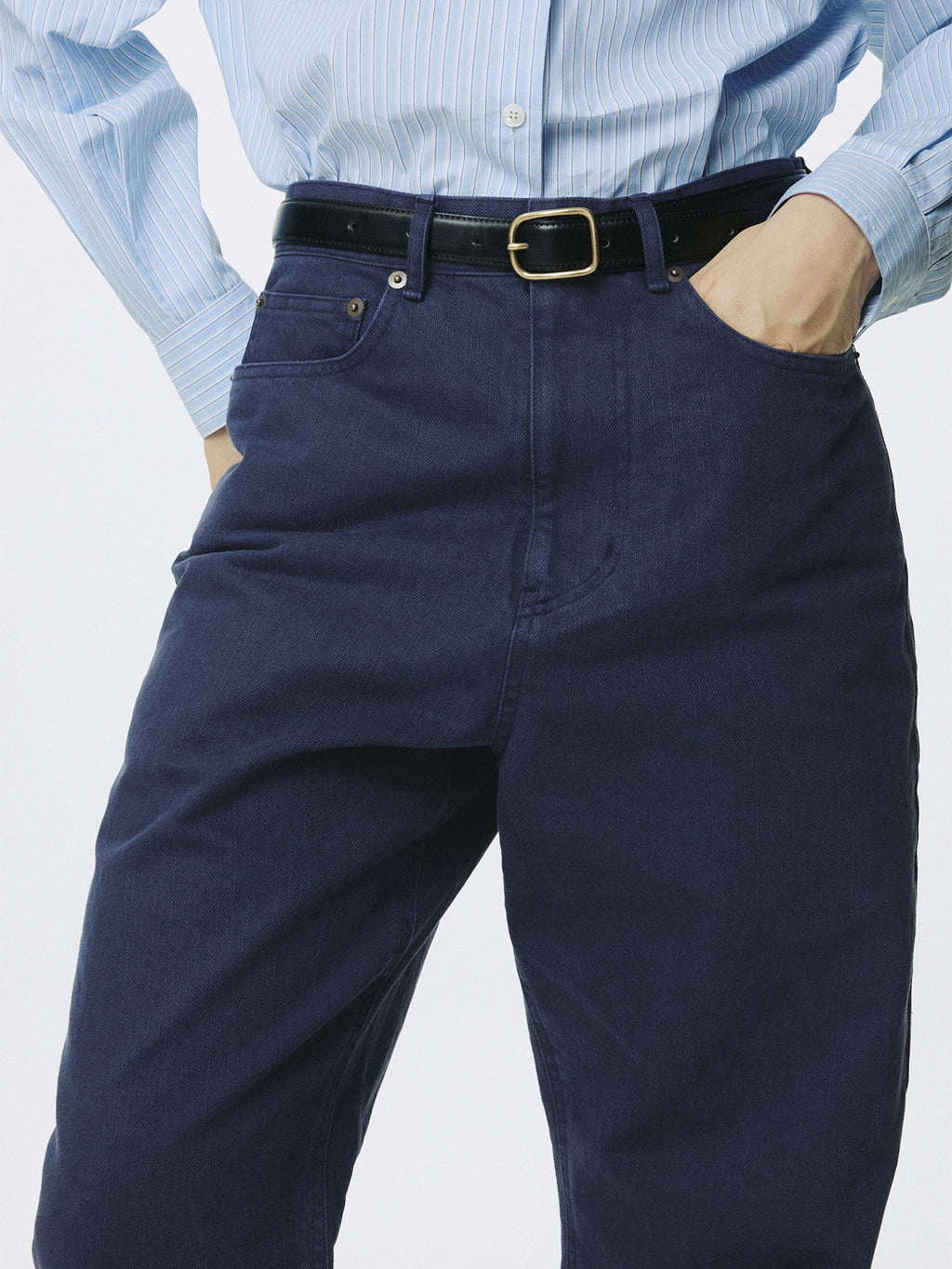 Tonywack - Washed Cotton Twill Loose Flared Jeans (Purple Blue) product image 7 | TRAB K-Fashion Australia