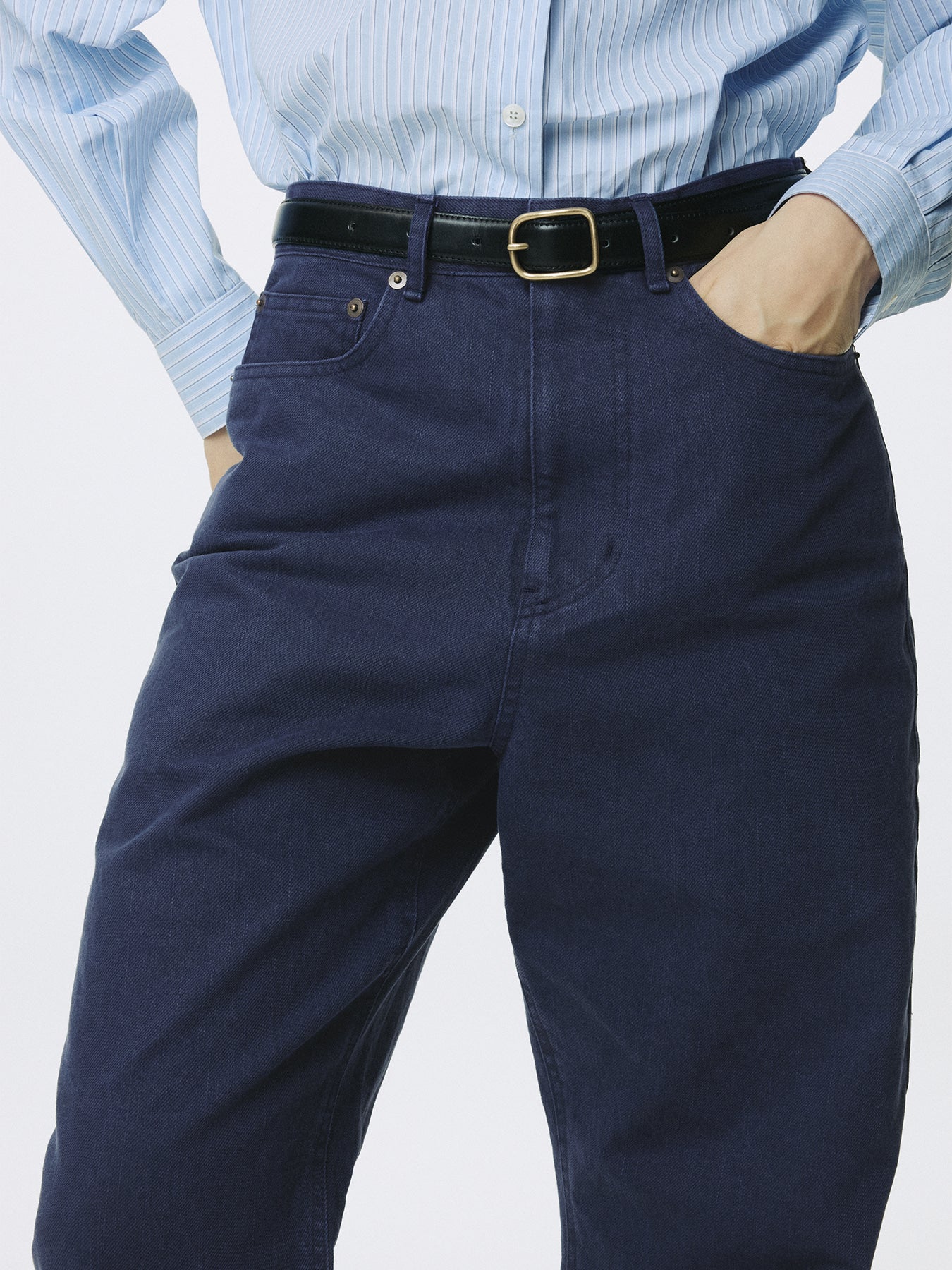 Tonywack - Washed Cotton Twill Loose Flared Jeans (Purple Blue) product image 7 | TRAB K-Fashion Australia