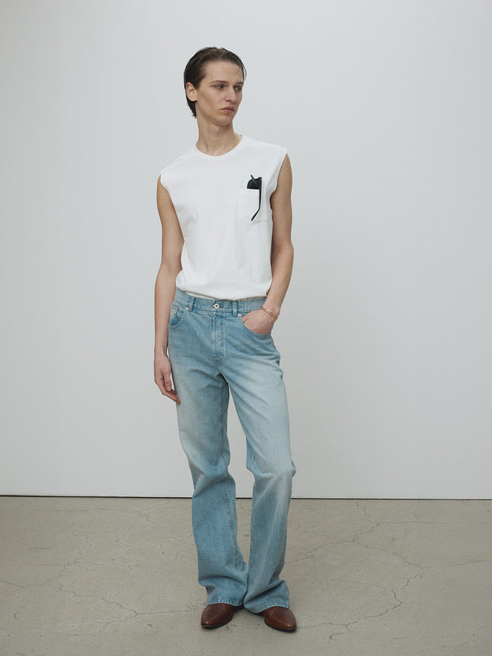 Tonywack - Garment-Washed Patch Pocket Sleeveless (Vintage White) product image 3 | TRAB K-Fashion Australia