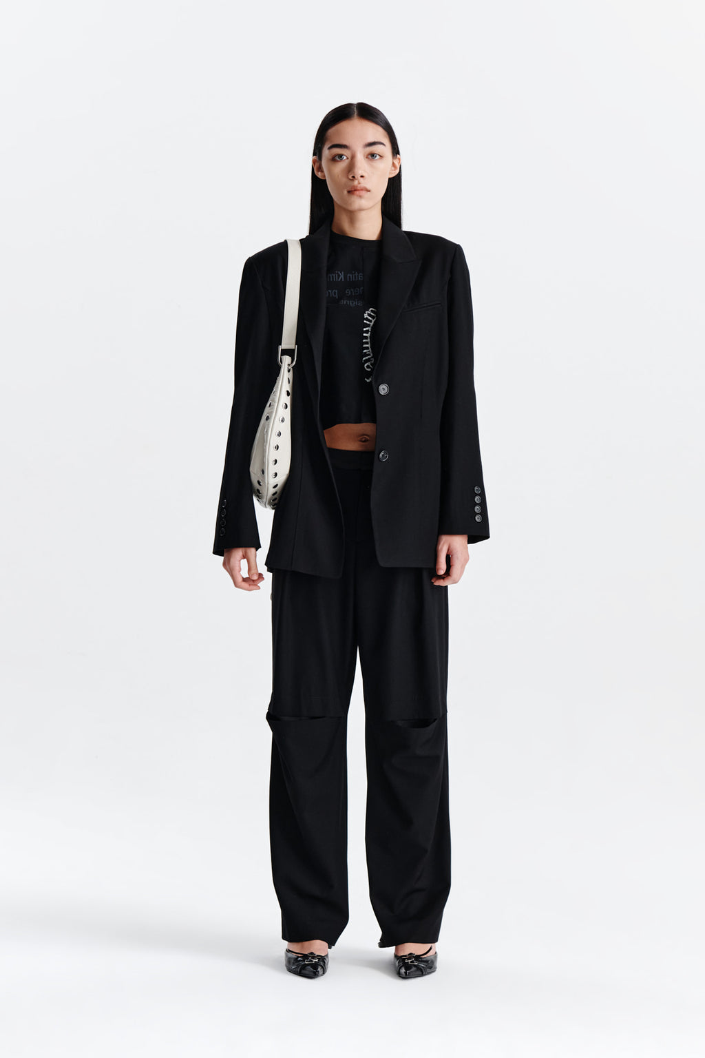 Matin Kim - Knee Cut Out Detail Trouser (Black) product image 5 | TRAB K-Fashion Australia