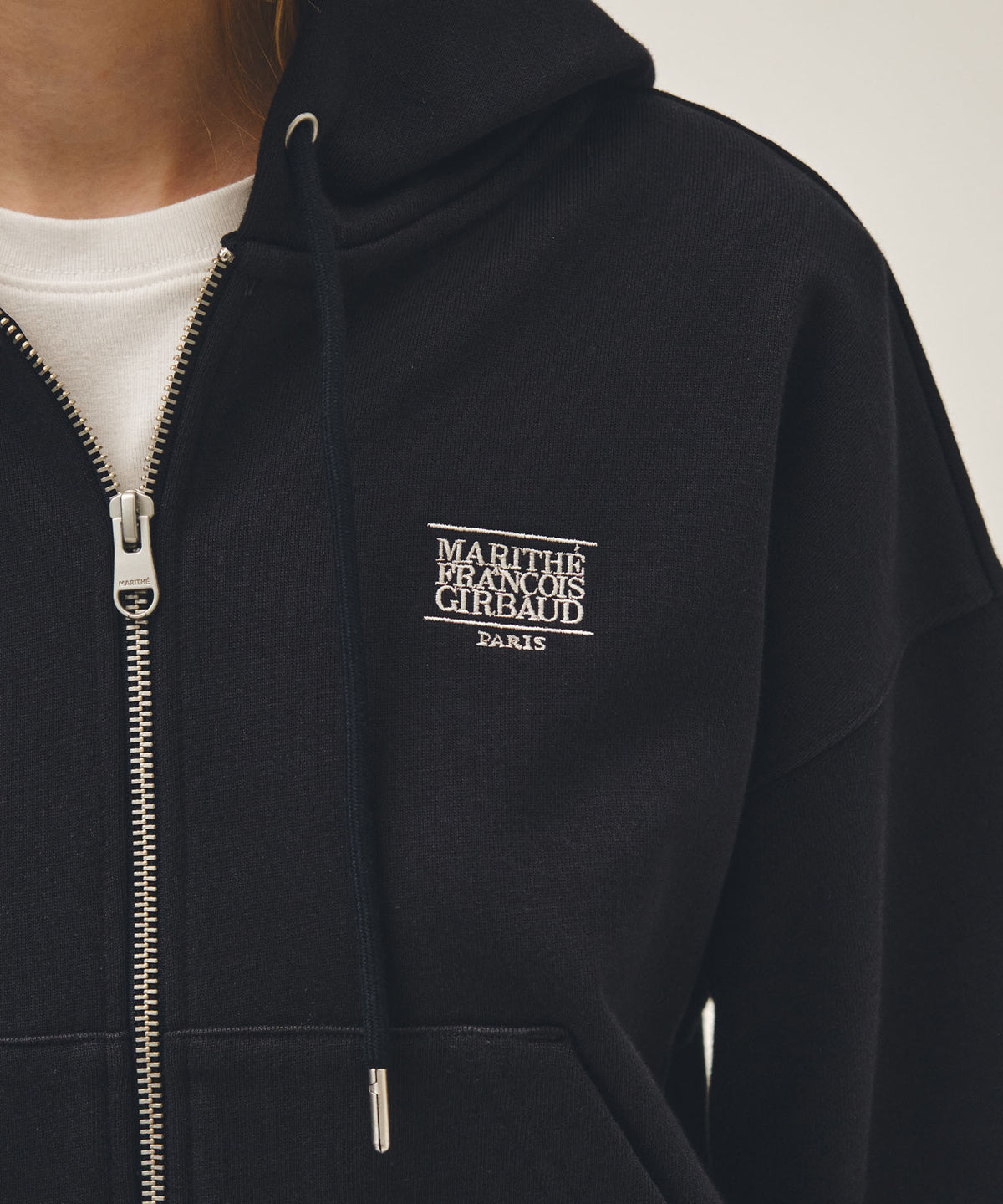Marithe & Francois Girbaud - Back Classic Logo Crop Hoodie Zipup (Navy) product image 4 | TRAB K-Fashion Australia