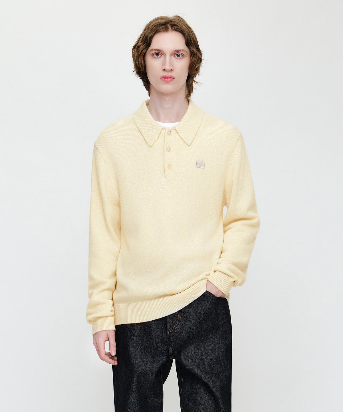 Marithe & Francois Girbaud - Small Classic Logo Collar Knit (Ivory) product image 1 | TRAB K-Fashion Australia