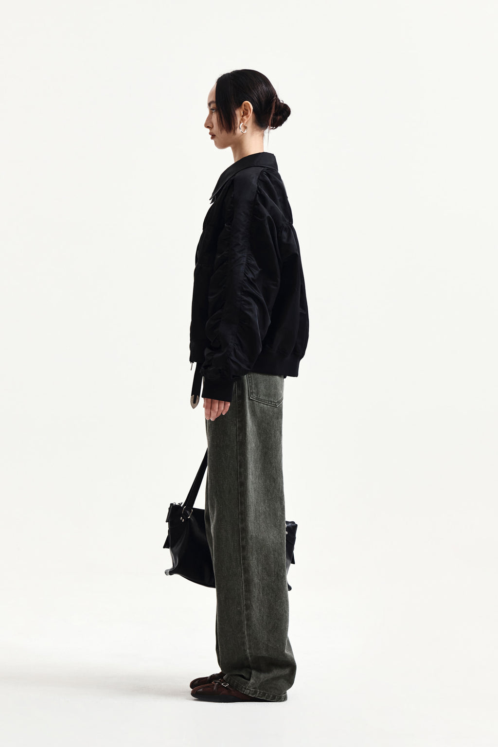 Matin Kim - Small Logo Shirring Jumper (Black) product image 6 | TRAB K-Fashion Australia