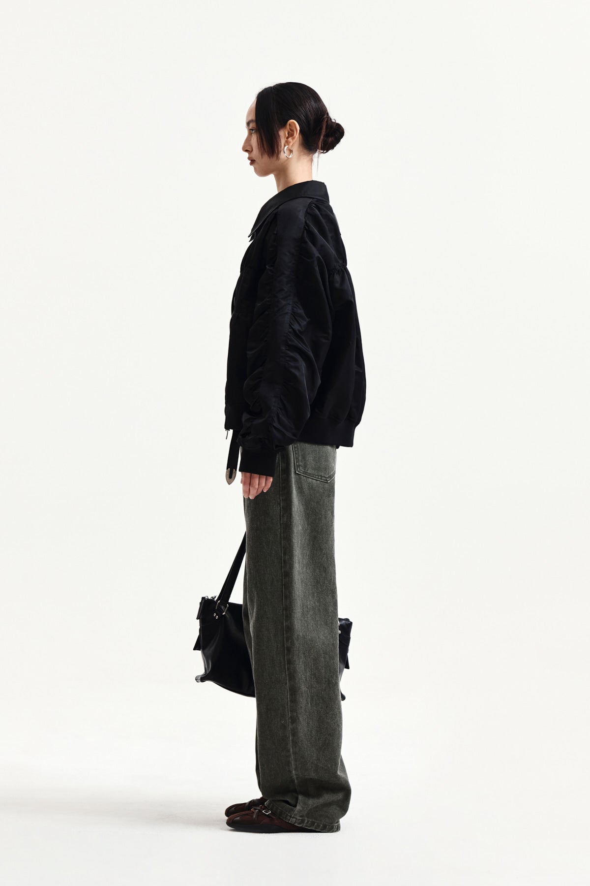Matin Kim - Small Logo Shirring Jumper (Black) product image 6 | TRAB K-Fashion Australia