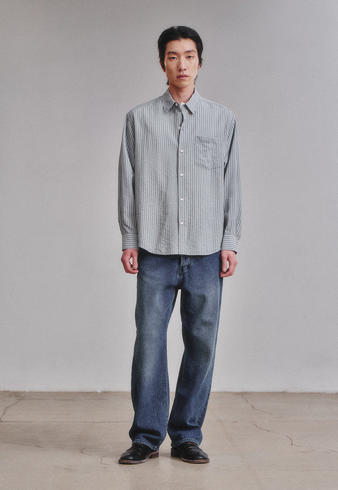 Art if acts - Wrinkle Rayon Shirt (Grey/Liberty Blue) product image 3 | TRAB K-Fashion Australia