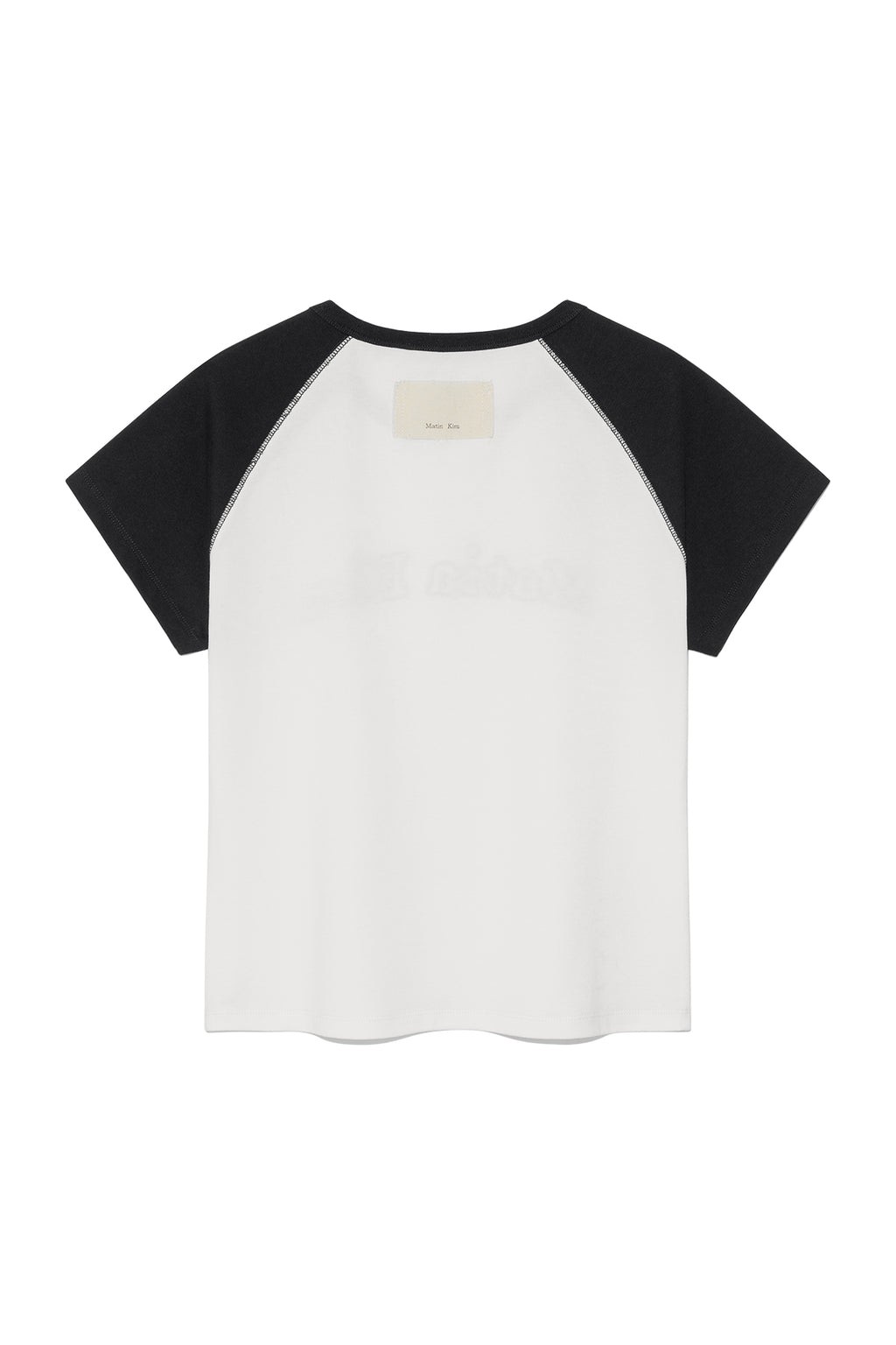 Matin Kim - Flower Stitch Raglan Logo Top (Black) product image 2 | TRAB K-Fashion Australia