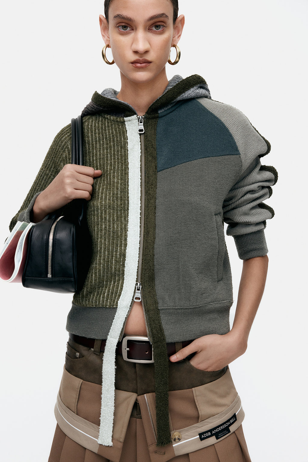 Andersson Bell - Color Blocked Knit Hoodie Zip Up (Green) product image 4 | TRAB K-Fashion Australia