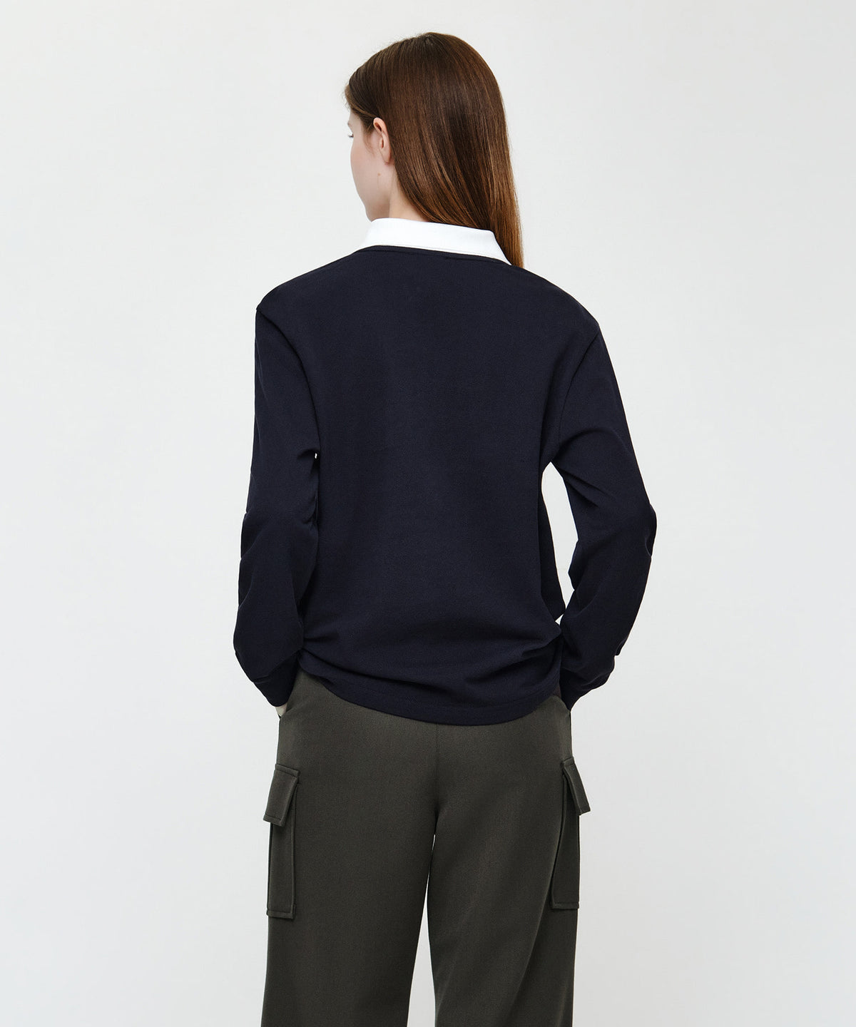 Marithe & Francois Girbaud - Collar Pique Long Sleeve Tee (Navy) product image 3 | TRAB K-Fashion Australia