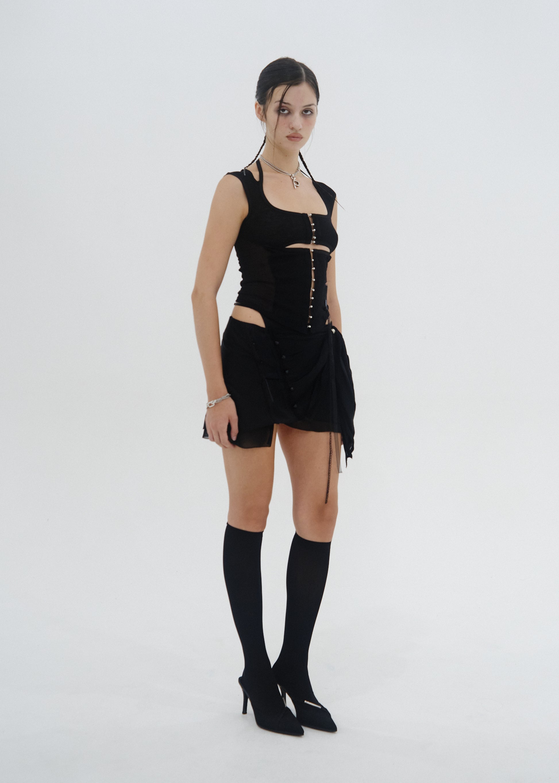 Hyein Seo - Tied Mini Skirt (Black) product image 1 | TRAB K-Fashion Australia