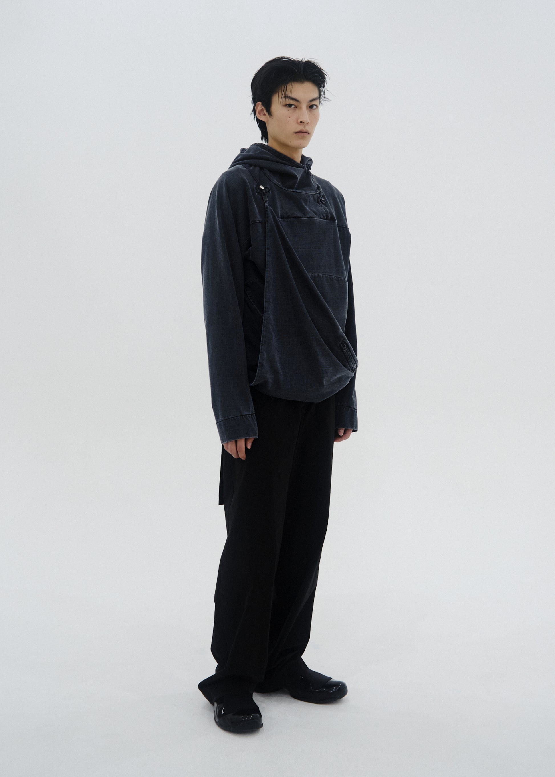Hyein Seo - Dyed Scarf Bag Hoodie (Charcoal) product image 3 | TRAB K-Fashion Australia