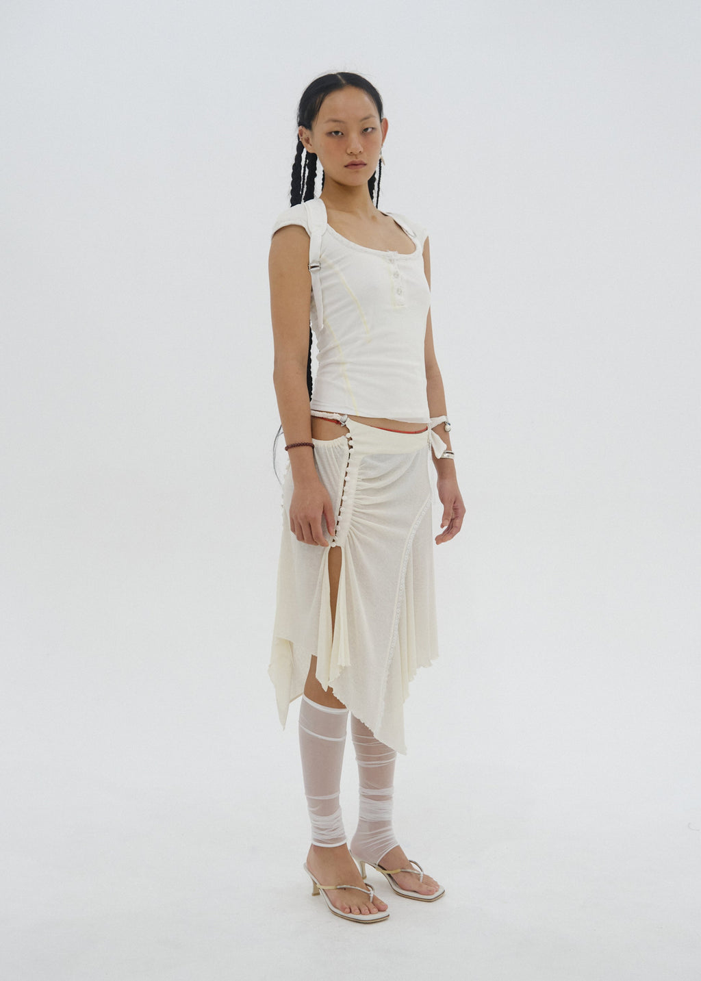Hyein Seo - Henley Top w/ Back Strap (White) product image 1 | TRAB K-Fashion Australia