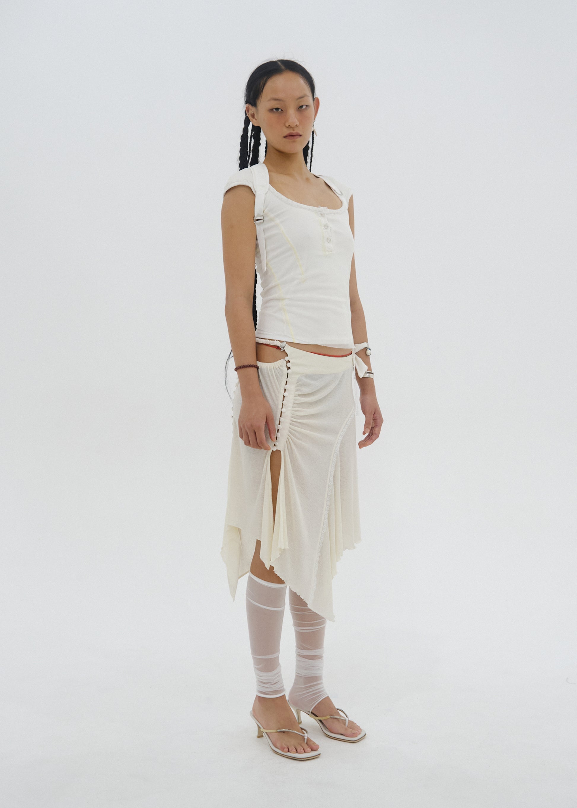 Hyein Seo - Henley Top w/ Back Strap (White) product image 1 | TRAB K-Fashion Australia