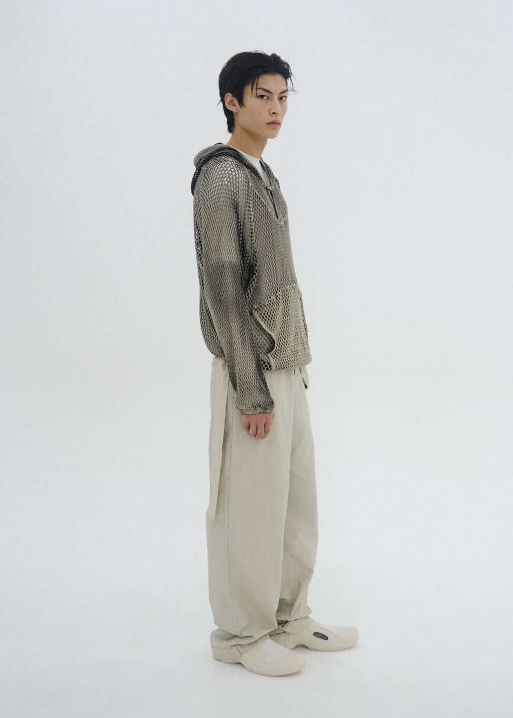 Hyein Seo - Spray-Dyed Mesh Hoodie (Stone Beige) product image 1 | TRAB K-Fashion Australia