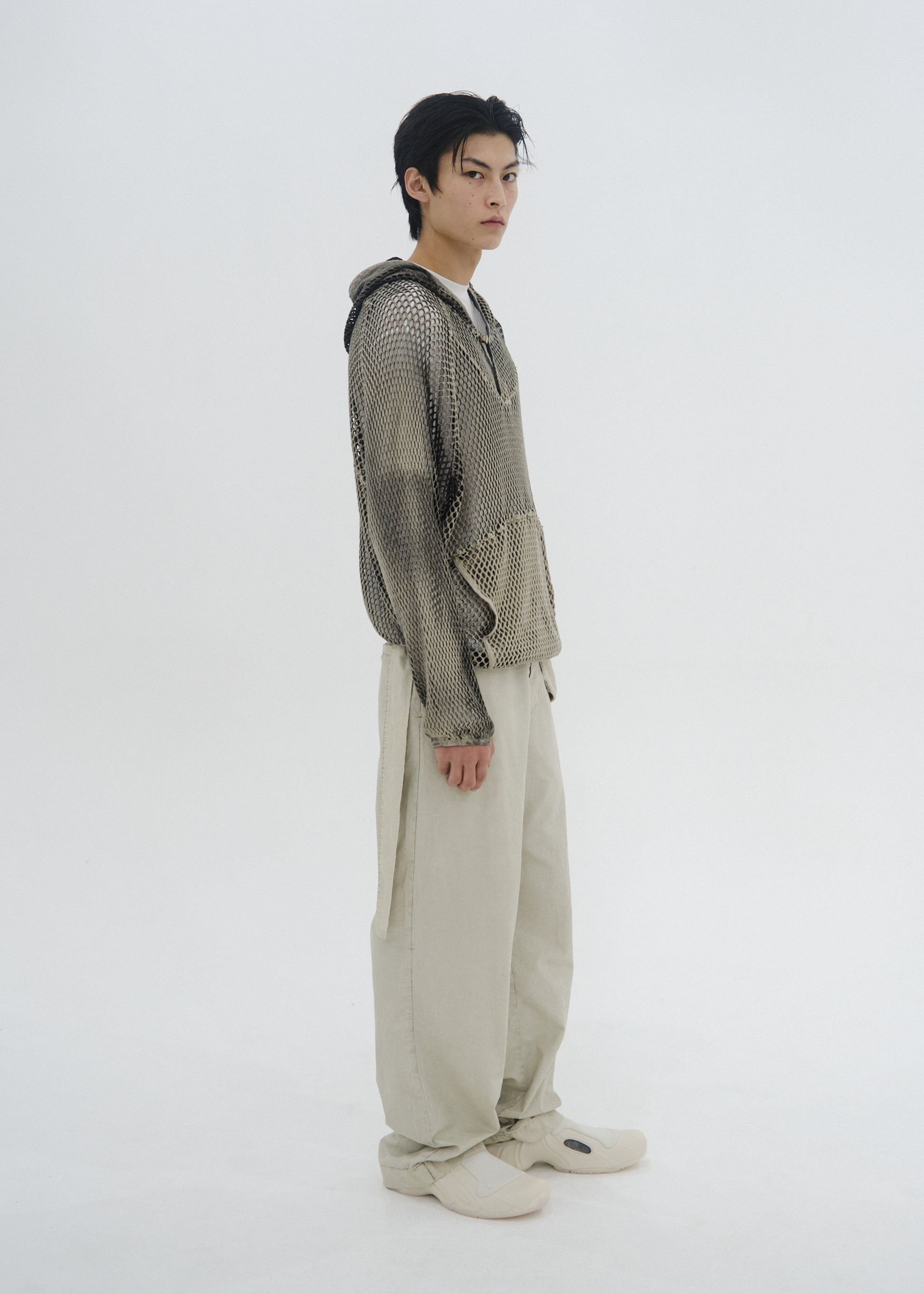 Hyein Seo - Spray-Dyed Mesh Hoodie (Stone Beige) product image 1 | TRAB K-Fashion Australia