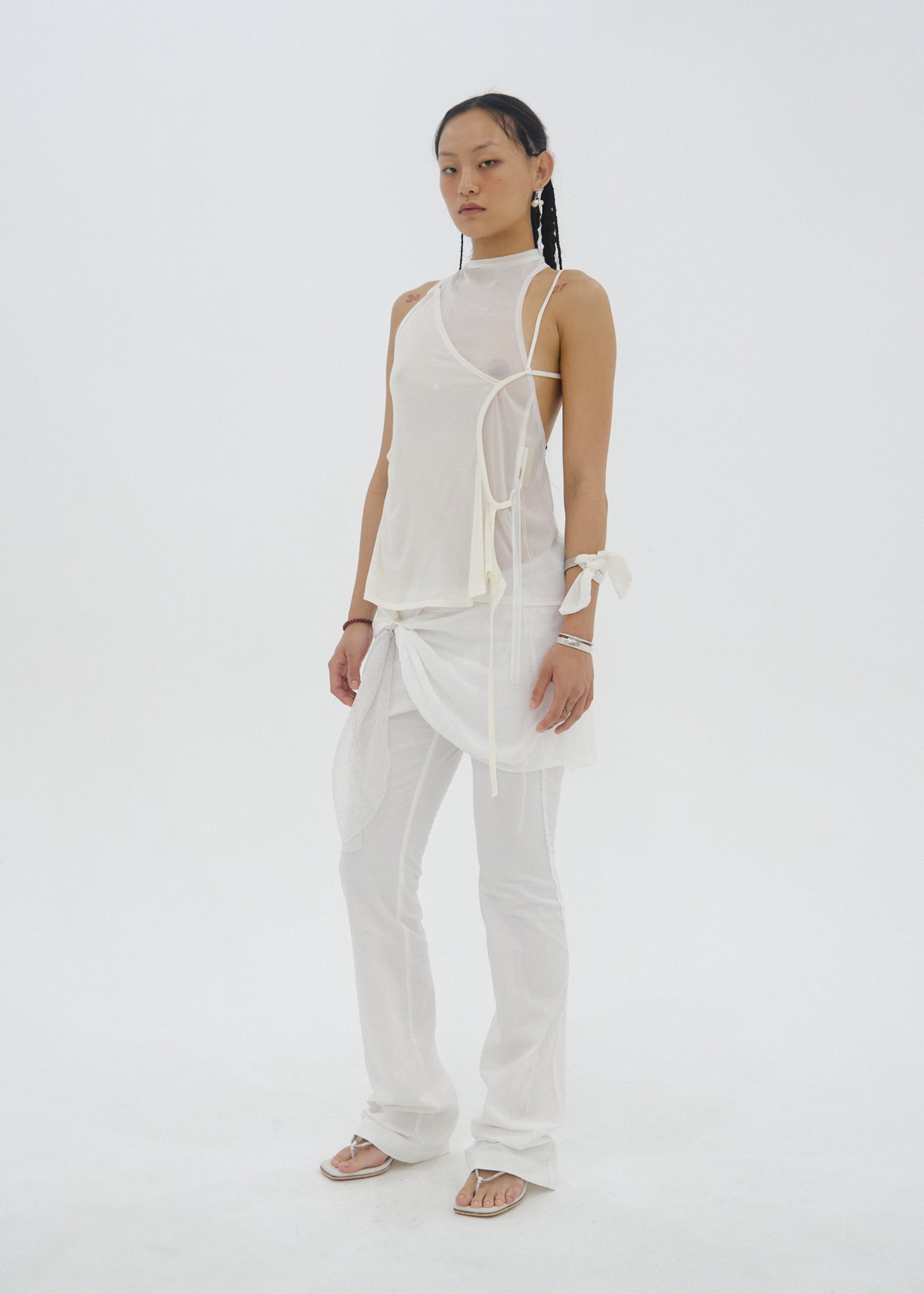 Hyein Seo - Tie Scarf Pants (White) product image 1 | TRAB K-Fashion Australia