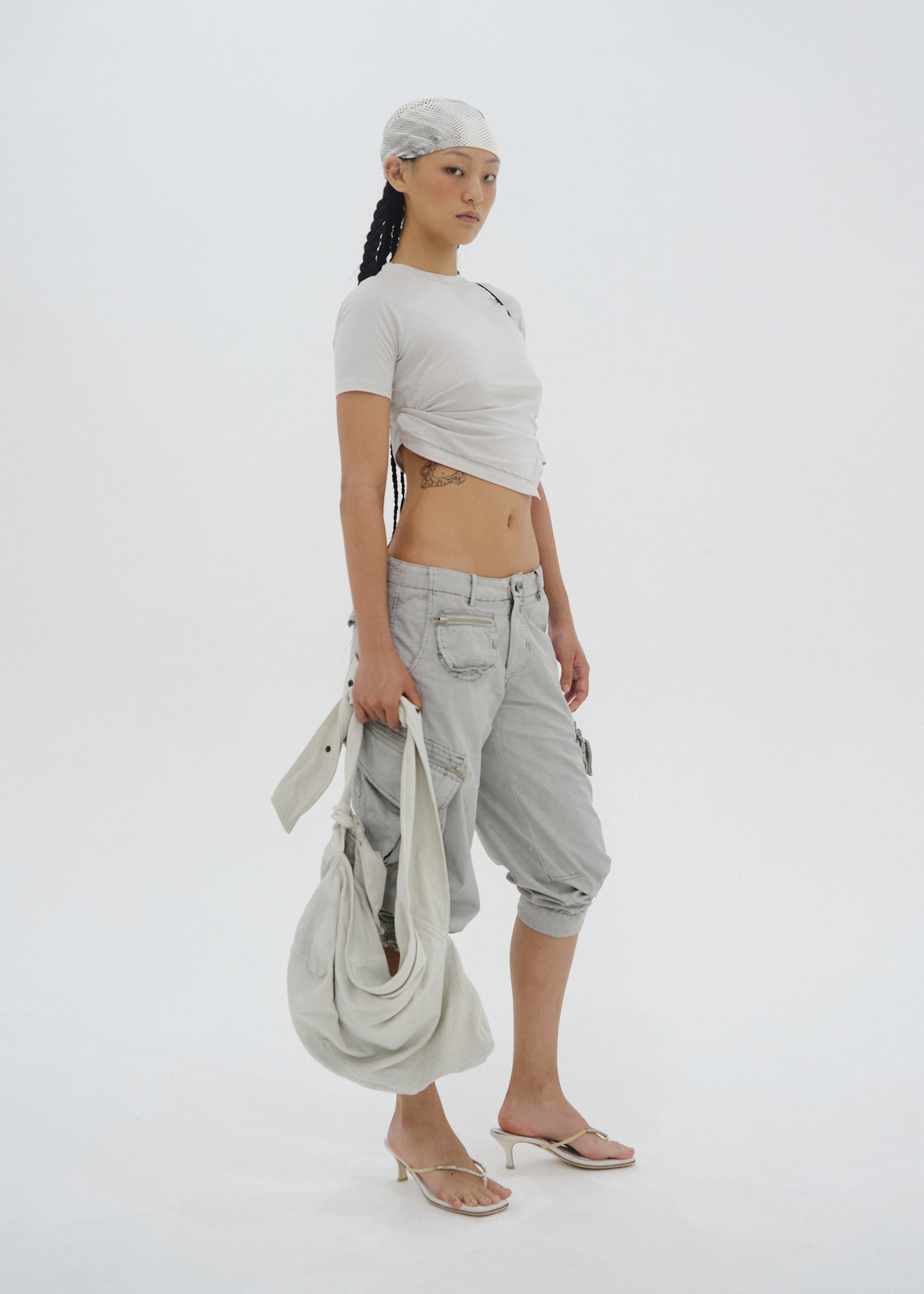 Hyein Seo - Hemstitch Crop Top (Mist Grey) product image 3 | TRAB K-Fashion Australia