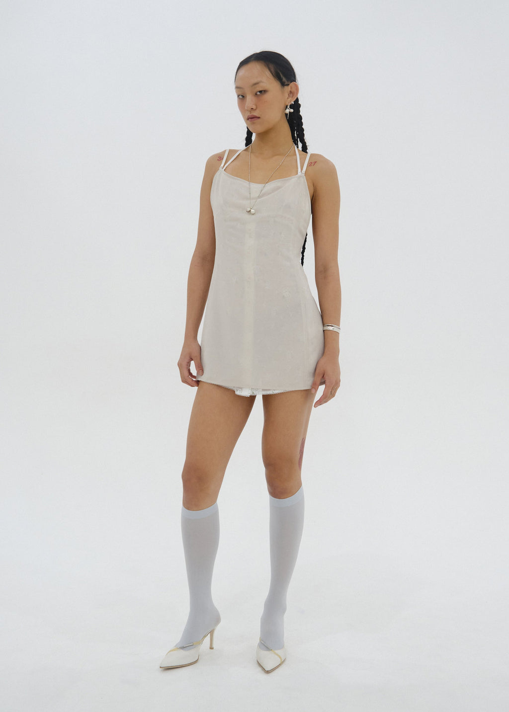 Hyein Seo - Double Layer Slip Dress (Fog Green) product image 1 | TRAB K-Fashion Australia