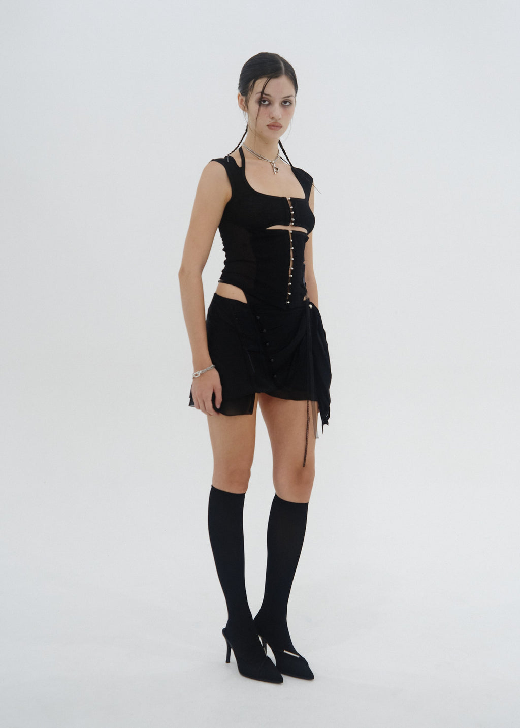 Hyein Seo - Layered Slash Top (Black) product image 1 | TRAB K-Fashion Australia