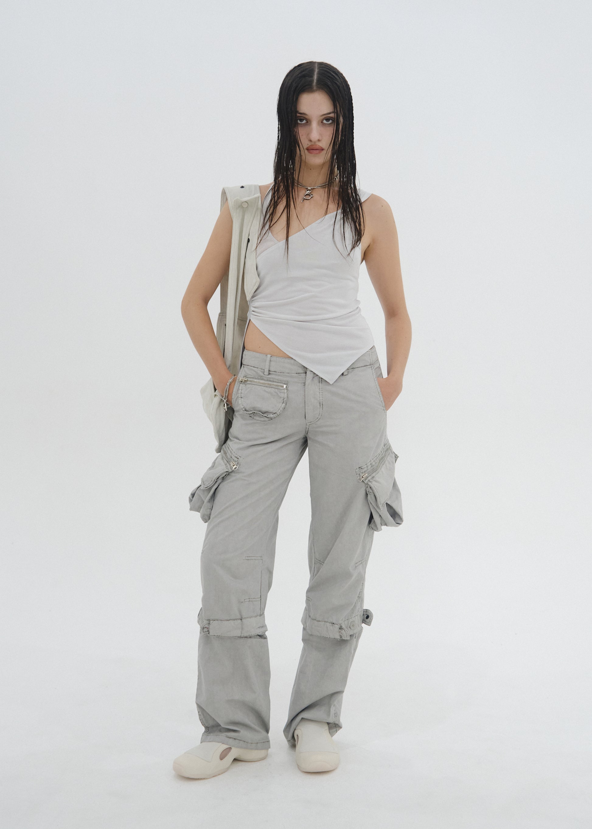 Hyein Seo - Tied Slip Top (Mist Grey) product image 1 | TRAB K-Fashion Australia