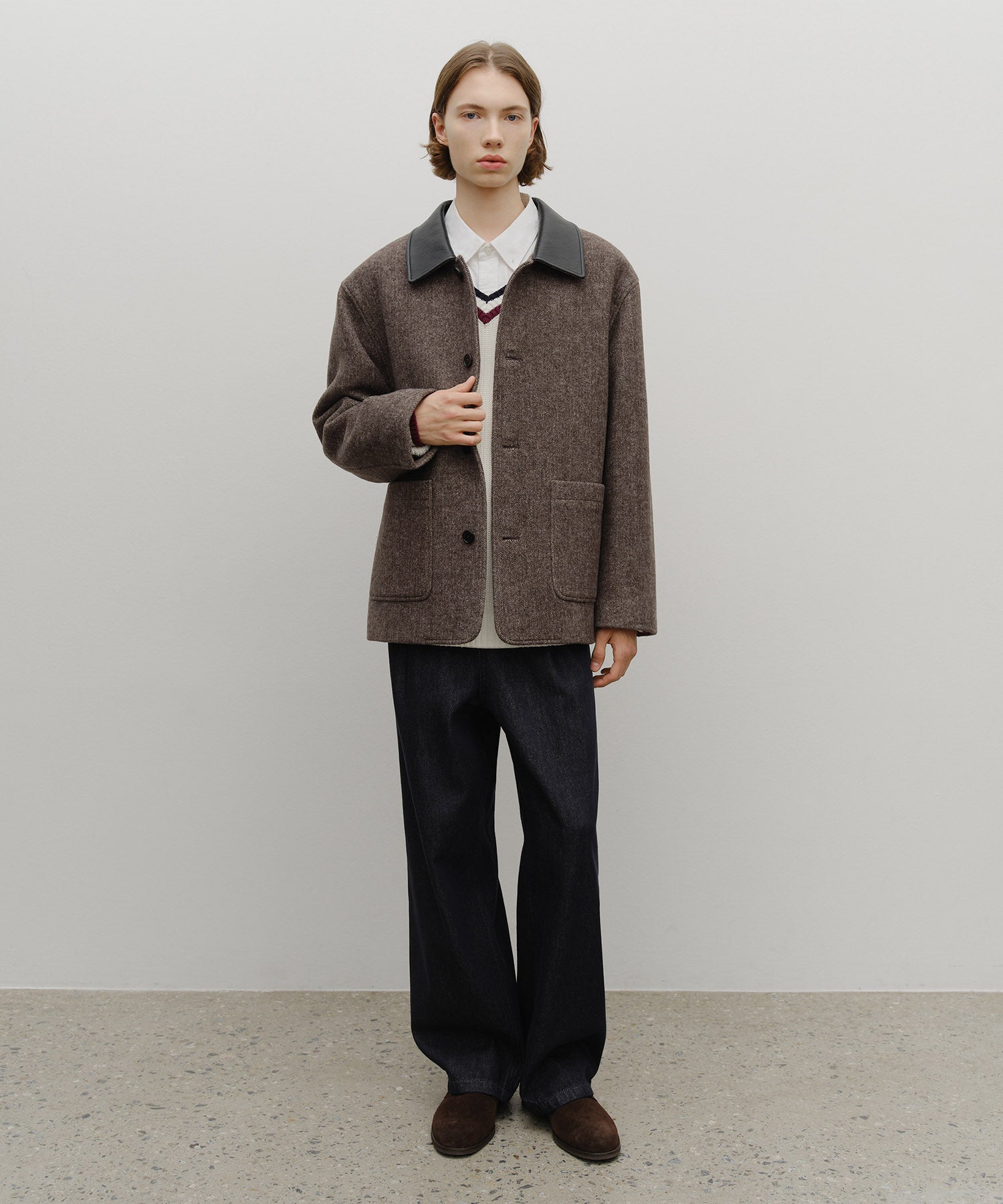 Marithe & Francois Girbaud - Collar Point Half Coat (Brown) product image 10 | TRAB K-Fashion Australia