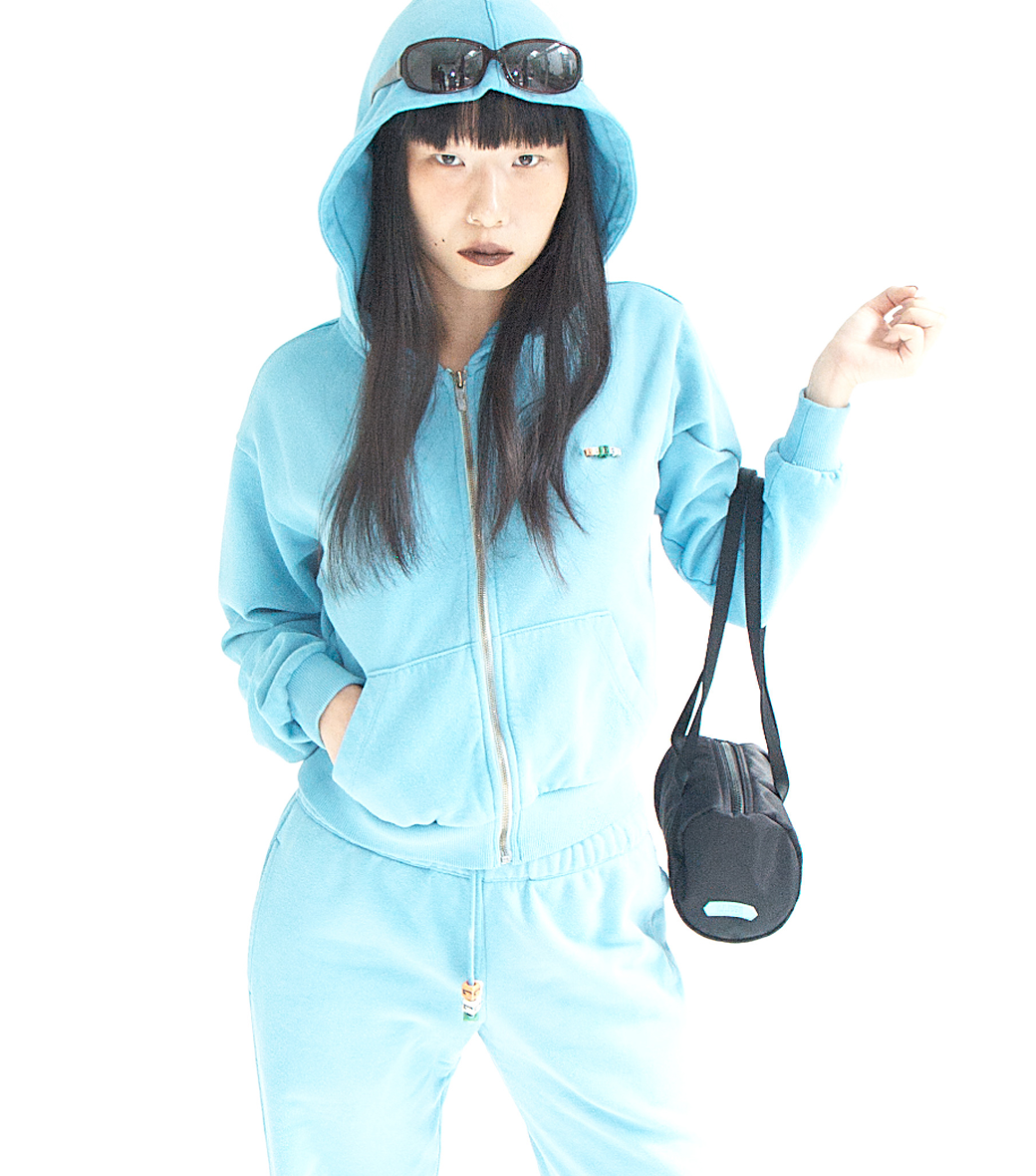 Llege - Cube Logo Cropped Hoody Zip-Up (Blue) product image 7 | TRAB K-Fashion Australia