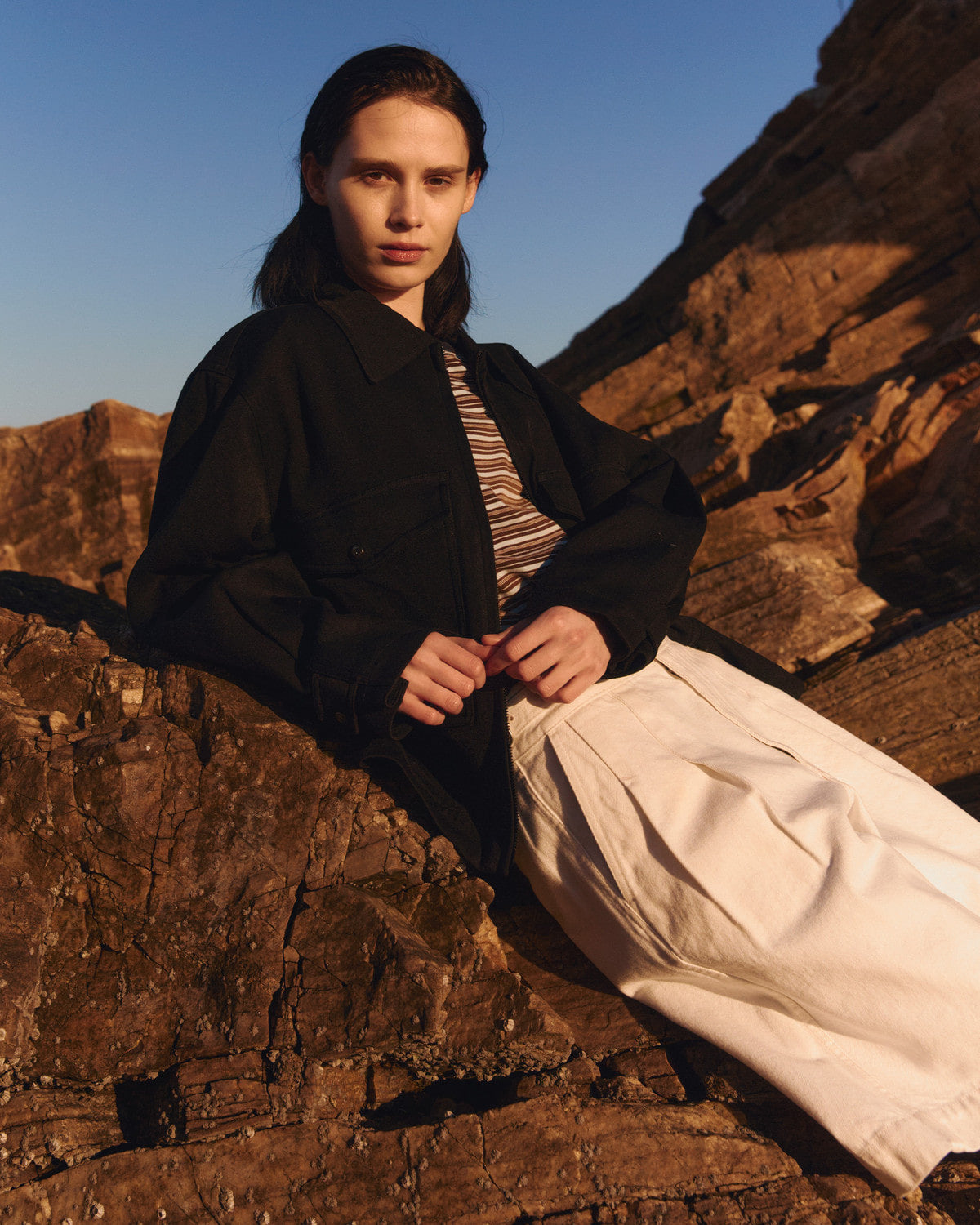 Eastlogue - Belted Trooper Comfort Shorts (Ecru) product image 2 | TRAB K-Fashion Australia