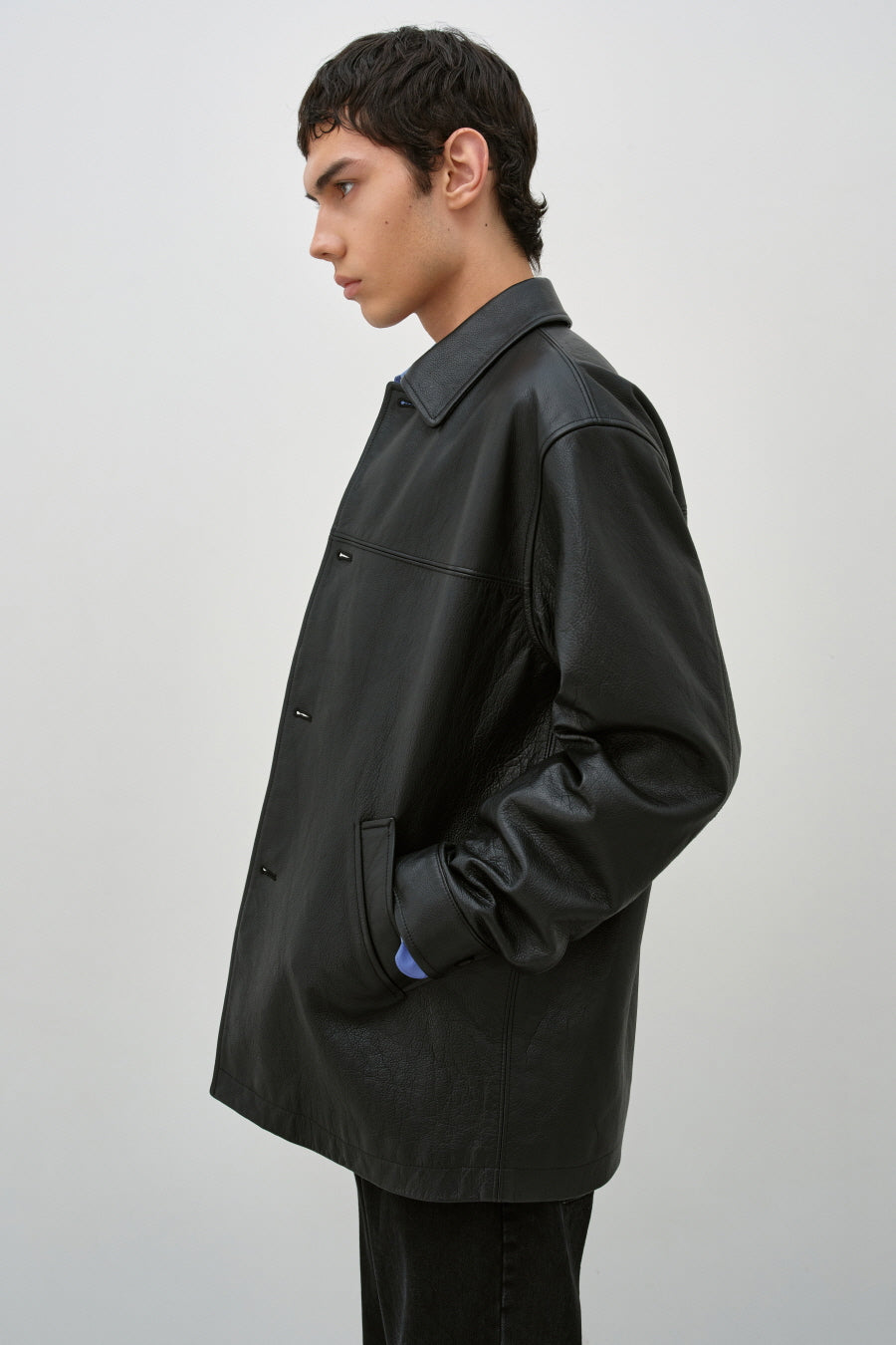 Insilence - Calf Skin CarCoat (Black) product image 3 | TRAB K-Fashion Australia