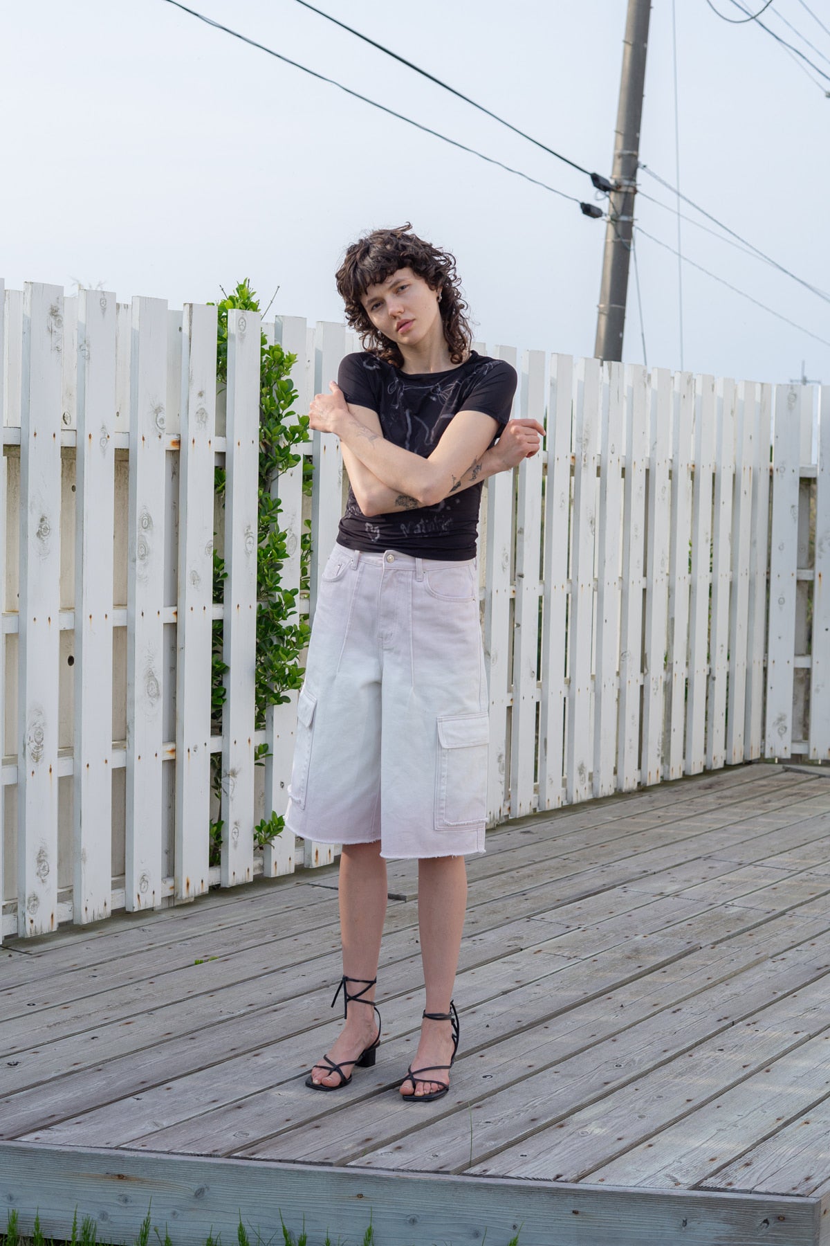 Matin Kim - Color Brush Bermuda Denim Cargo Pants (Light Pink) product image 8 | TRAB K-Fashion Australia