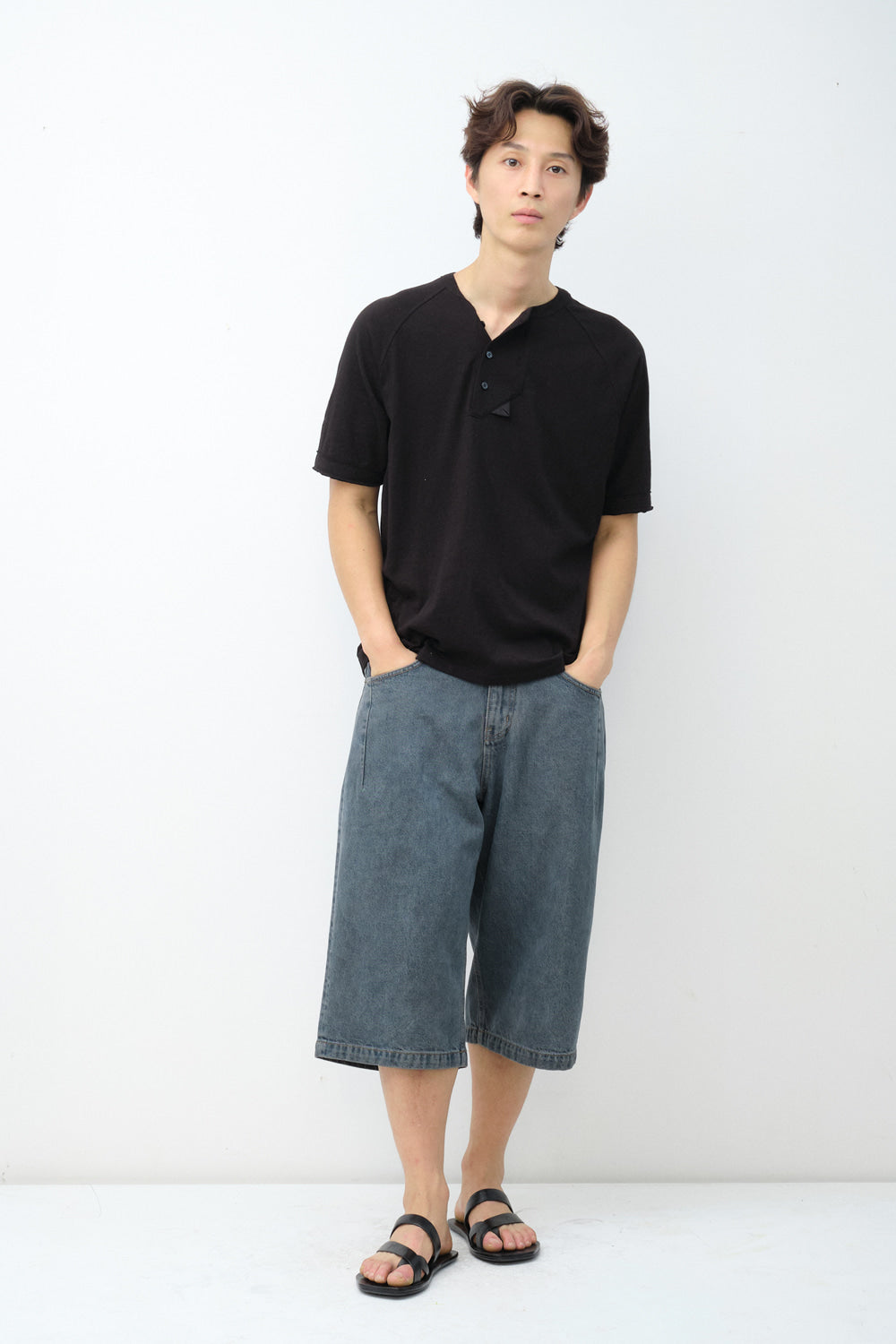 Hatchingroom - Bermuda Denim Shorts (Over Dyed Dusty Blue) product image 4 | TRAB K-Fashion Australia