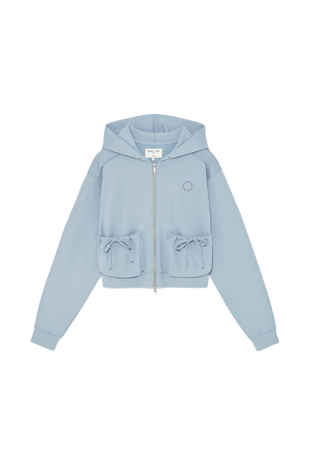 Matin Kim - Volume Pocket Crop Hoody Zip Up (White) product image 14 | TRAB K-Fashion Australia