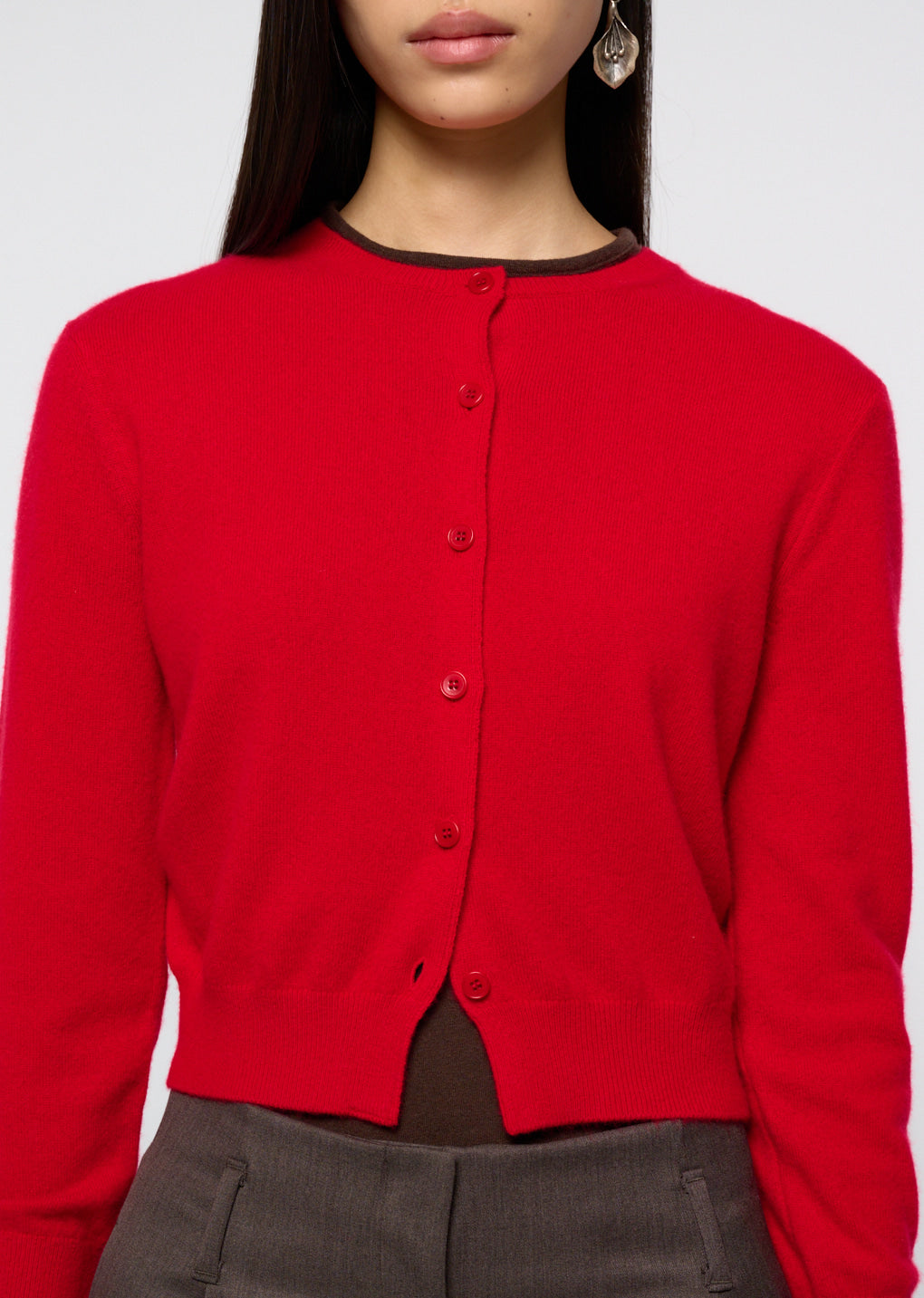 Amomento - Cashmere Crewneck Cardigan (Red) product image 8 | TRAB K-Fashion Australia
