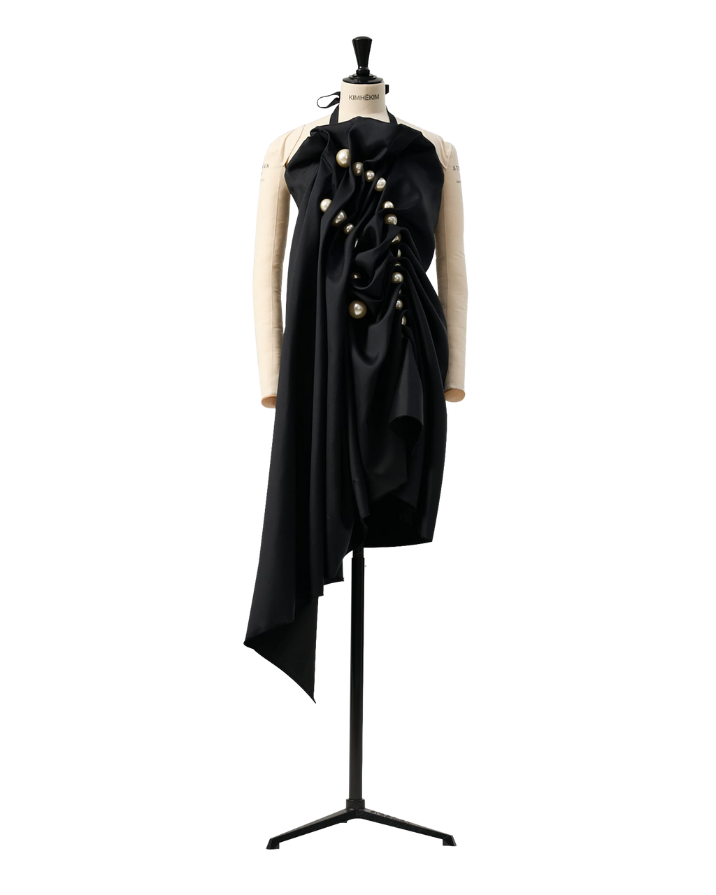 Kimhe Kim - Pearl Beads Wool-Silk Draped Apron (Black) product image 4 | TRAB K-Fashion Australia