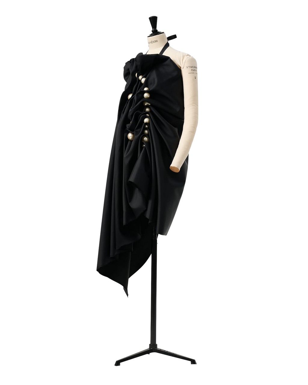 Kimhe Kim - Pearl Beads Wool-Silk Draped Apron (Black) product image 5 | TRAB K-Fashion Australia