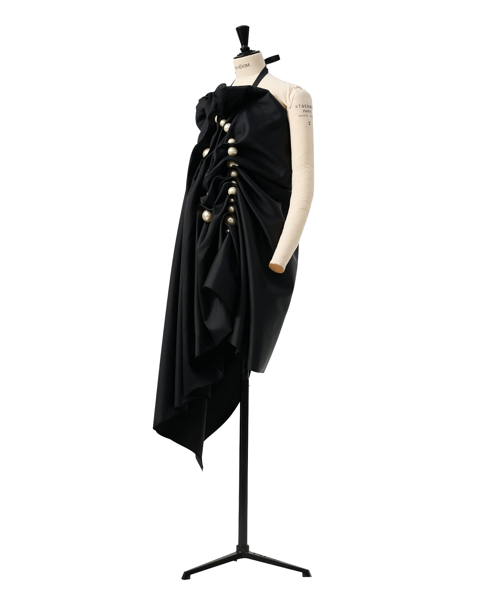 Kimhe Kim - Pearl Beads Wool-Silk Draped Apron (Black) product image 5 | TRAB K-Fashion Australia
