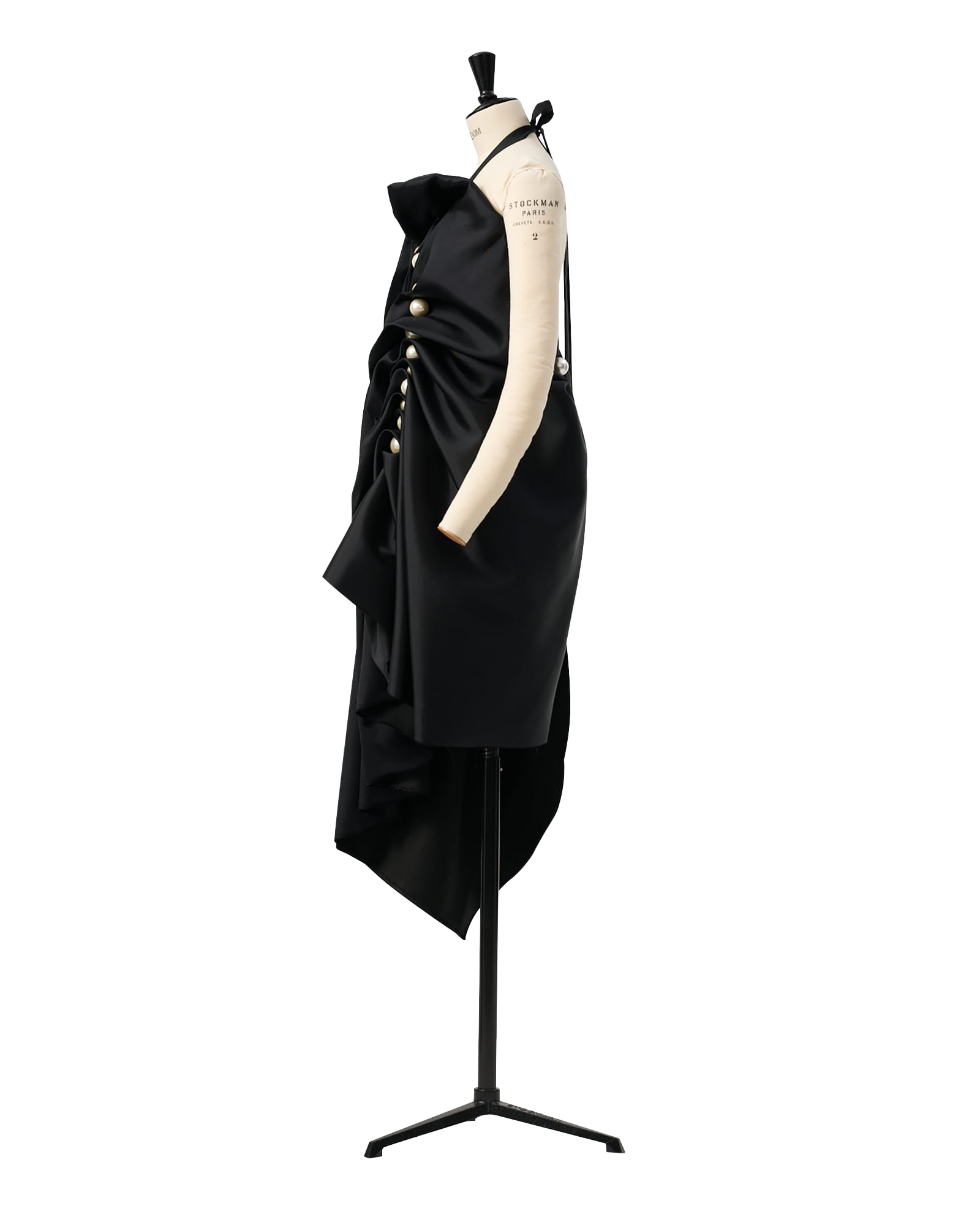 Kimhe Kim - Pearl Beads Wool-Silk Draped Apron (Black) product image 6 | TRAB K-Fashion Australia