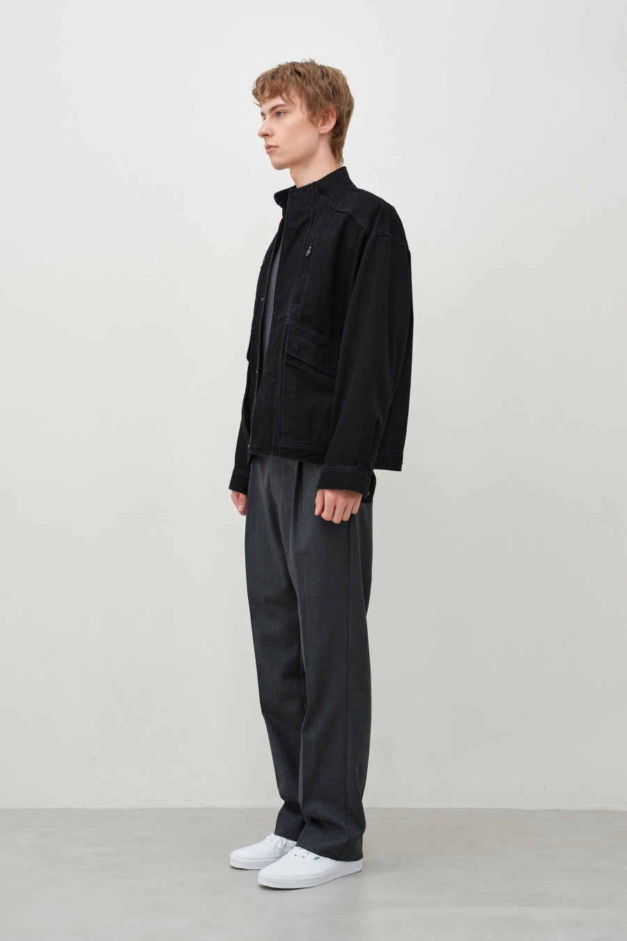 Insilence - High Neck Denim Blouson (Black) product image 4 | TRAB K-Fashion Australia
